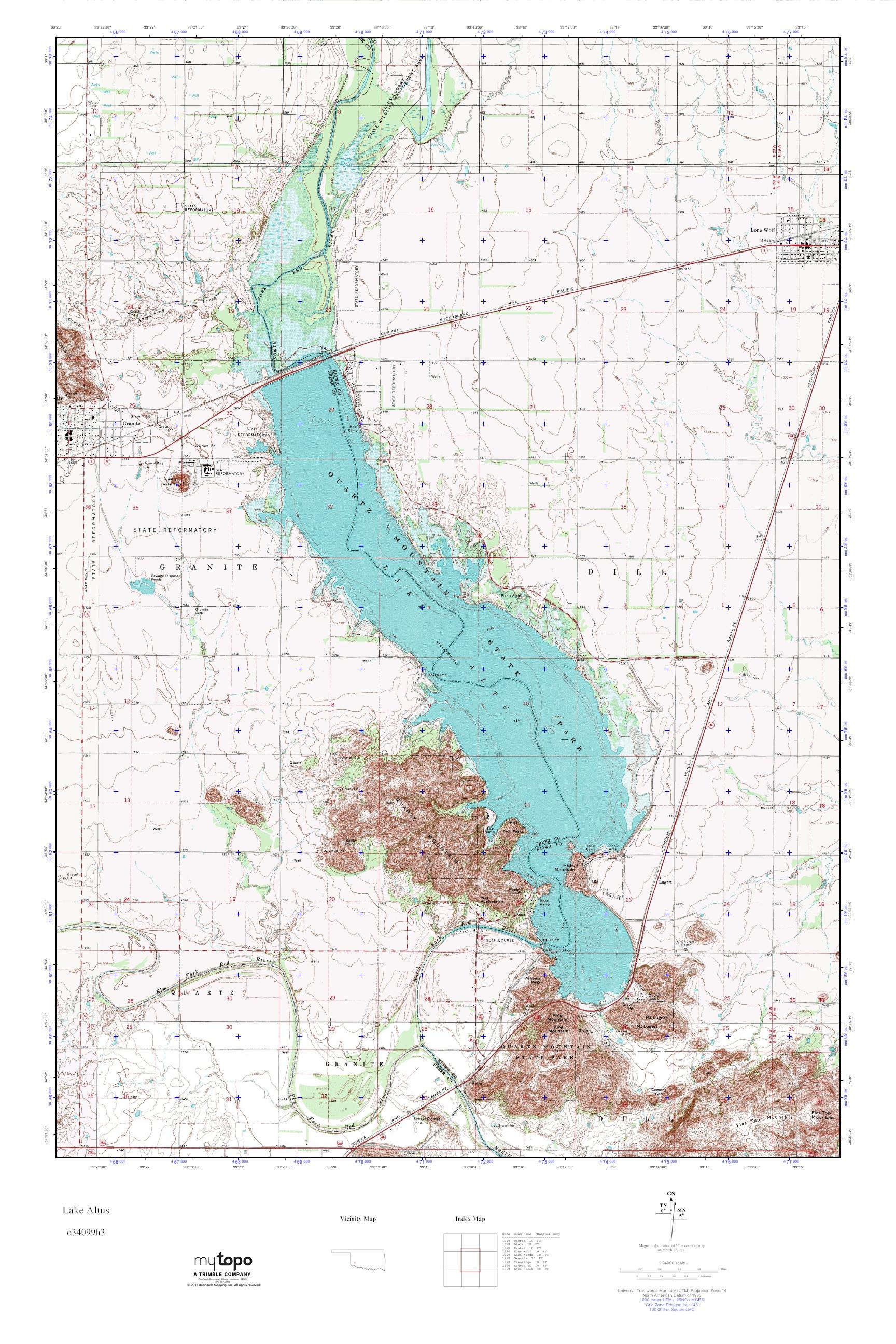MyTopo Lake Altus, Oklahoma USGS Quad Topo Map