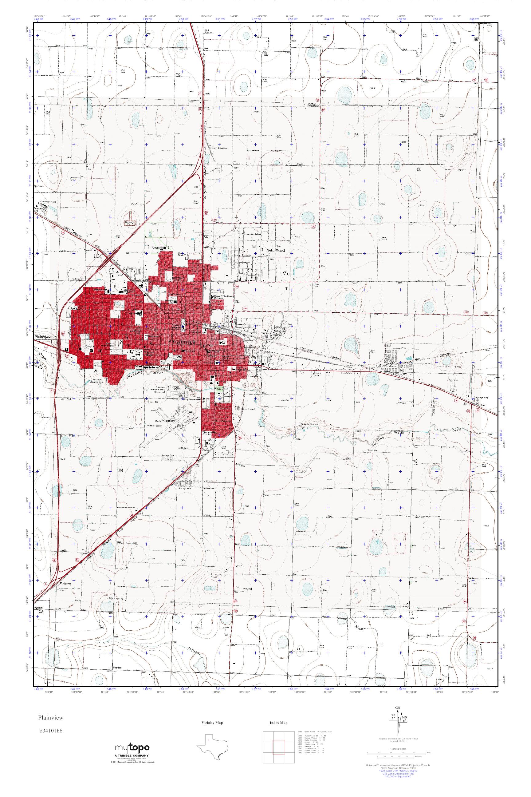 MyTopo Plainview Texas USGS Quad - O34101b6