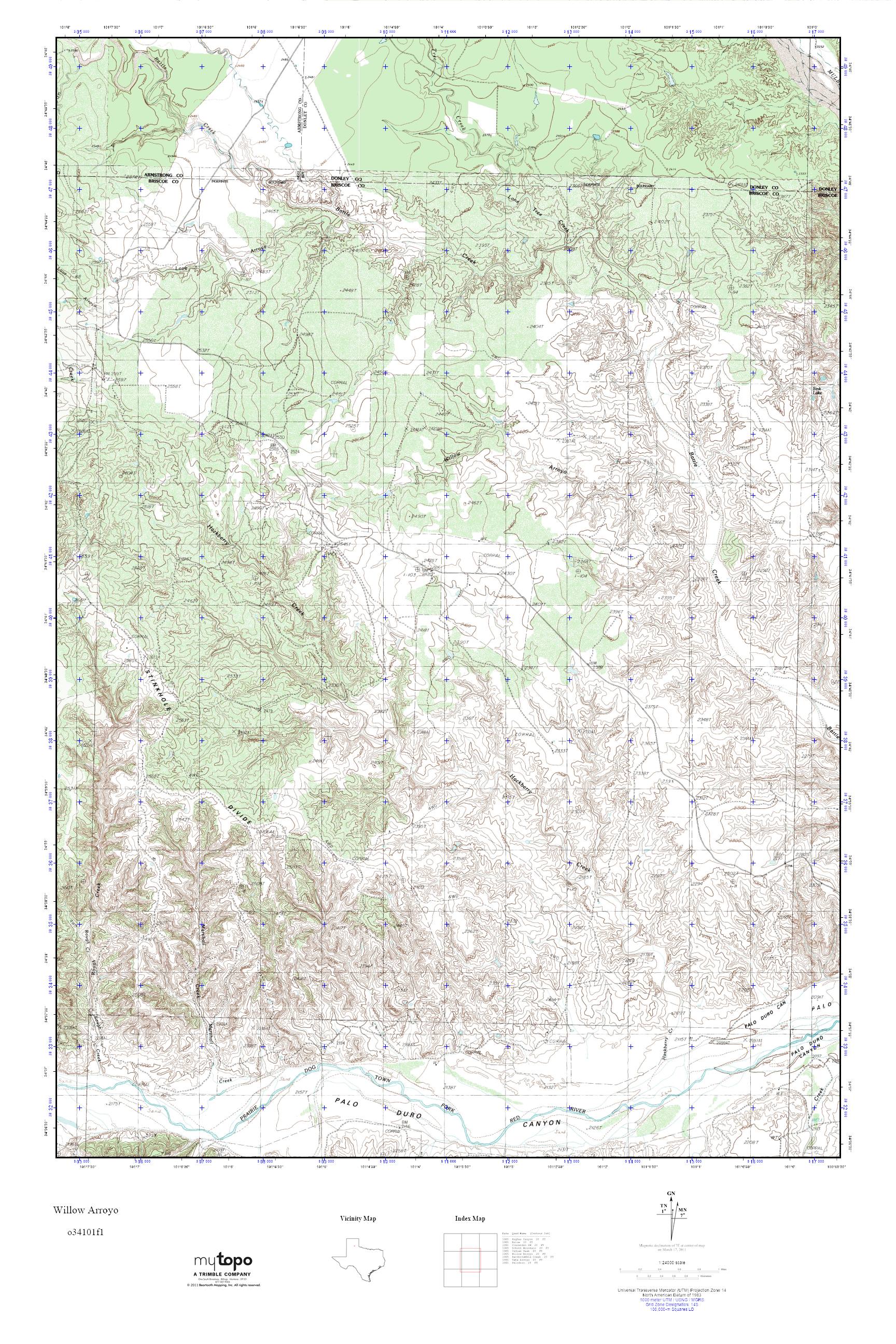 MyTopo Willow Arroyo, Texas USGS Quad Topo Map