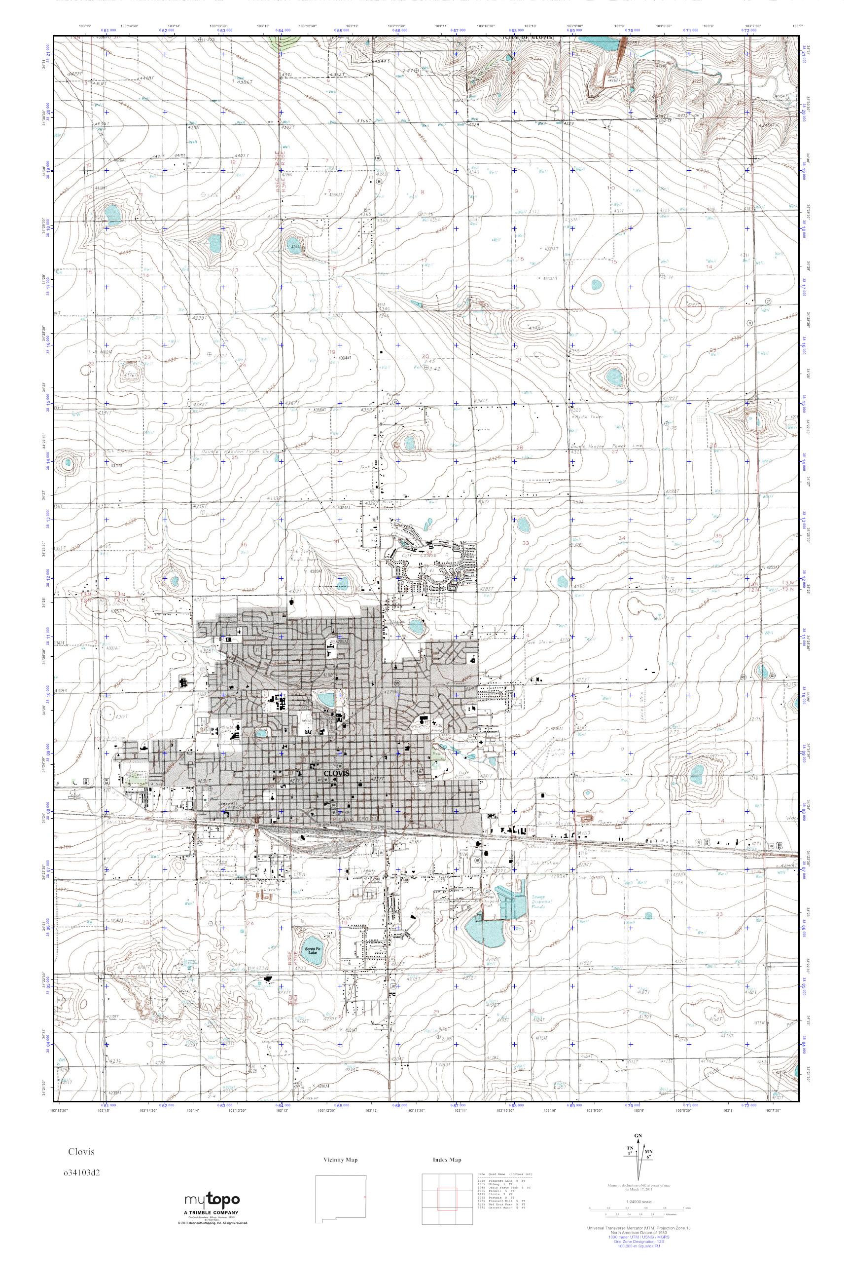 MyTopo Clovis, New Mexico USGS Quad Topo Map