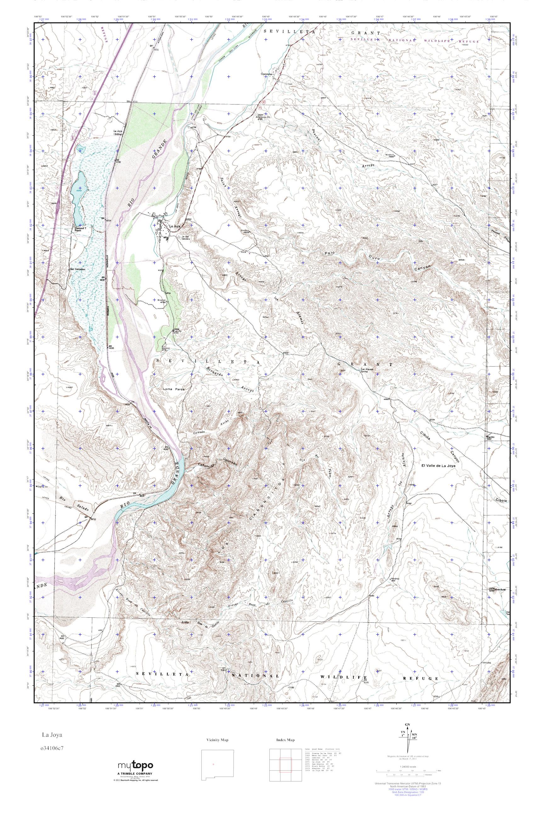 MyTopo La Joya, New Mexico USGS Quad Topo Map