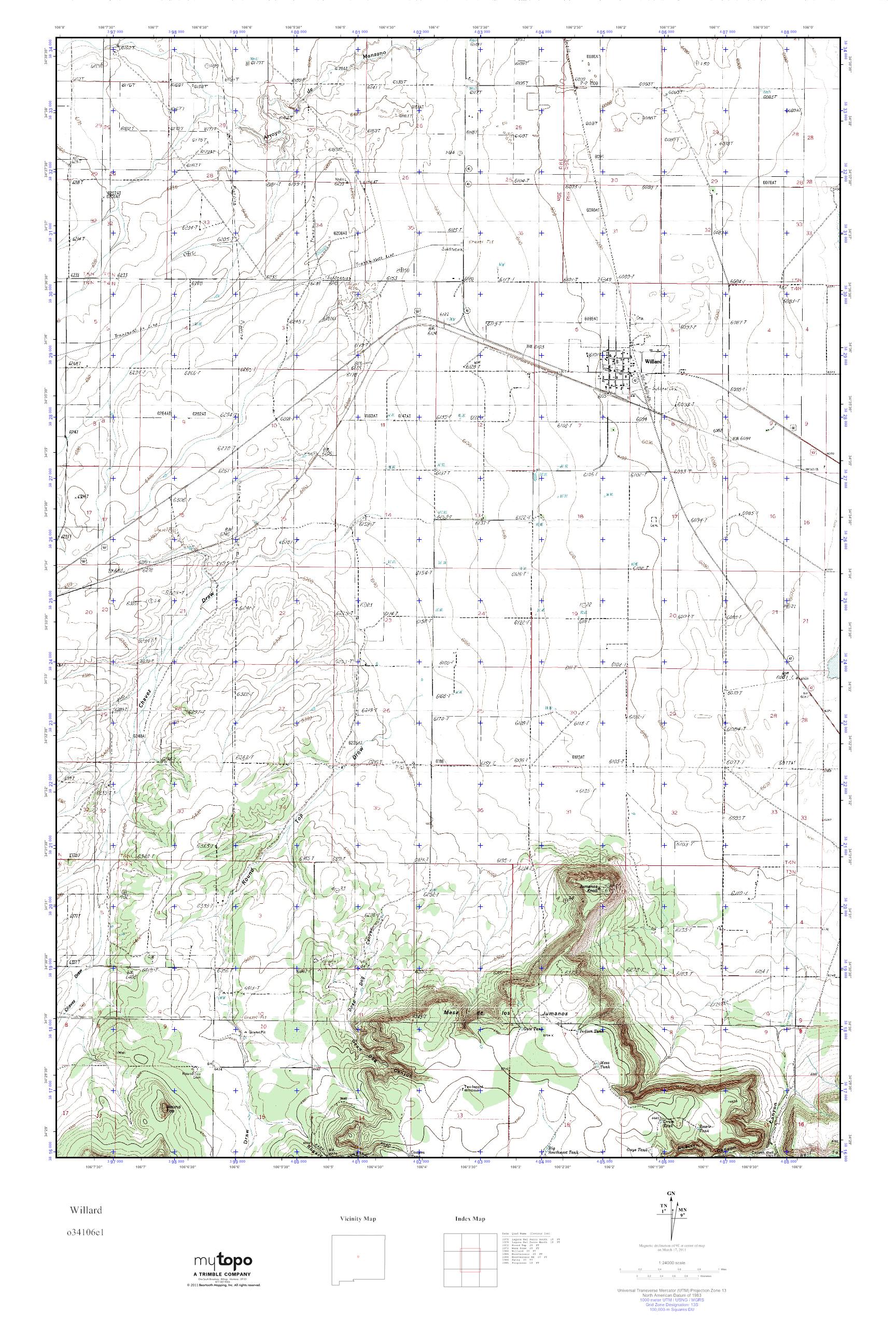 MyTopo Willard, New Mexico USGS Quad Topo Map