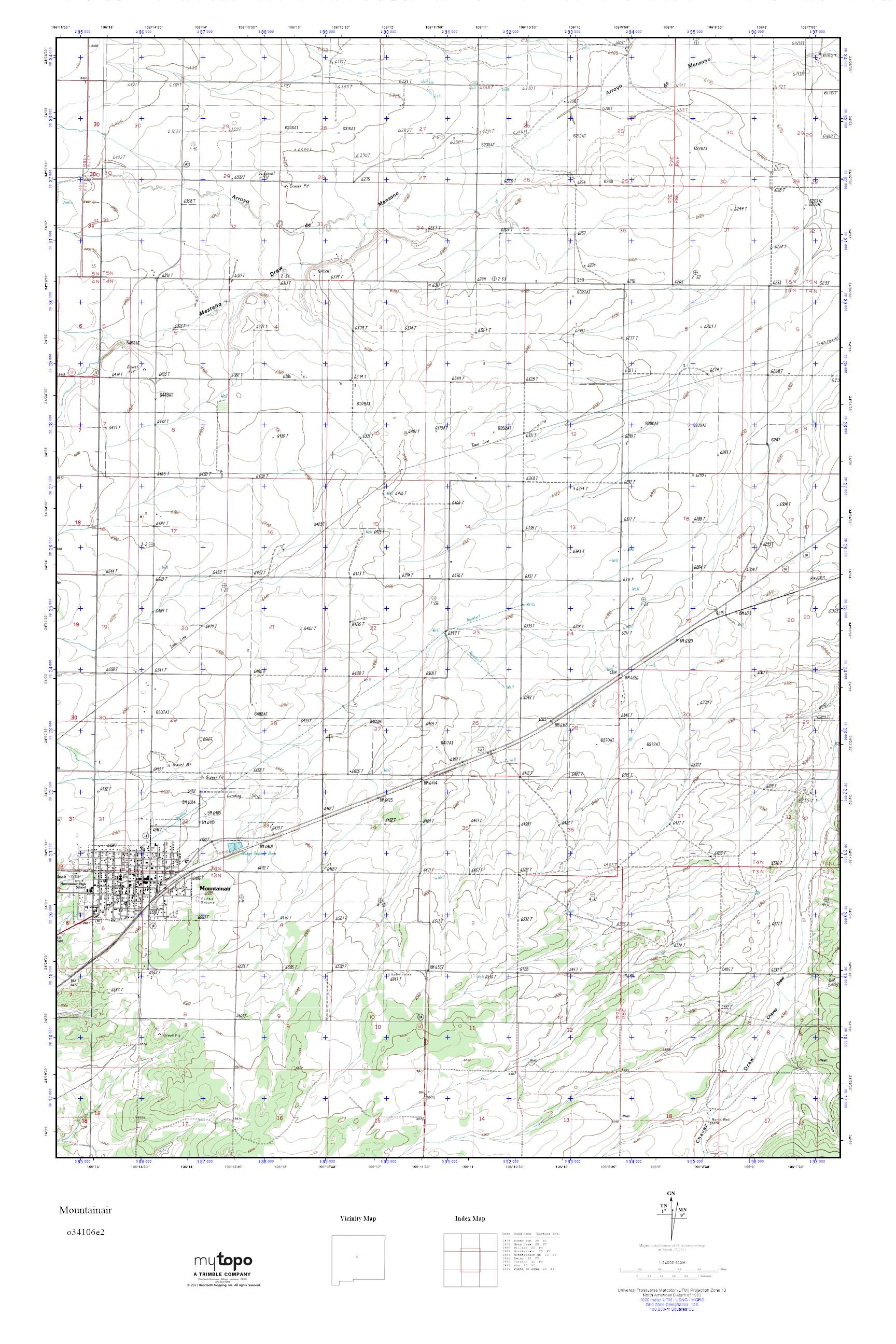 MyTopo Mountainair, New Mexico USGS Quad Topo Map