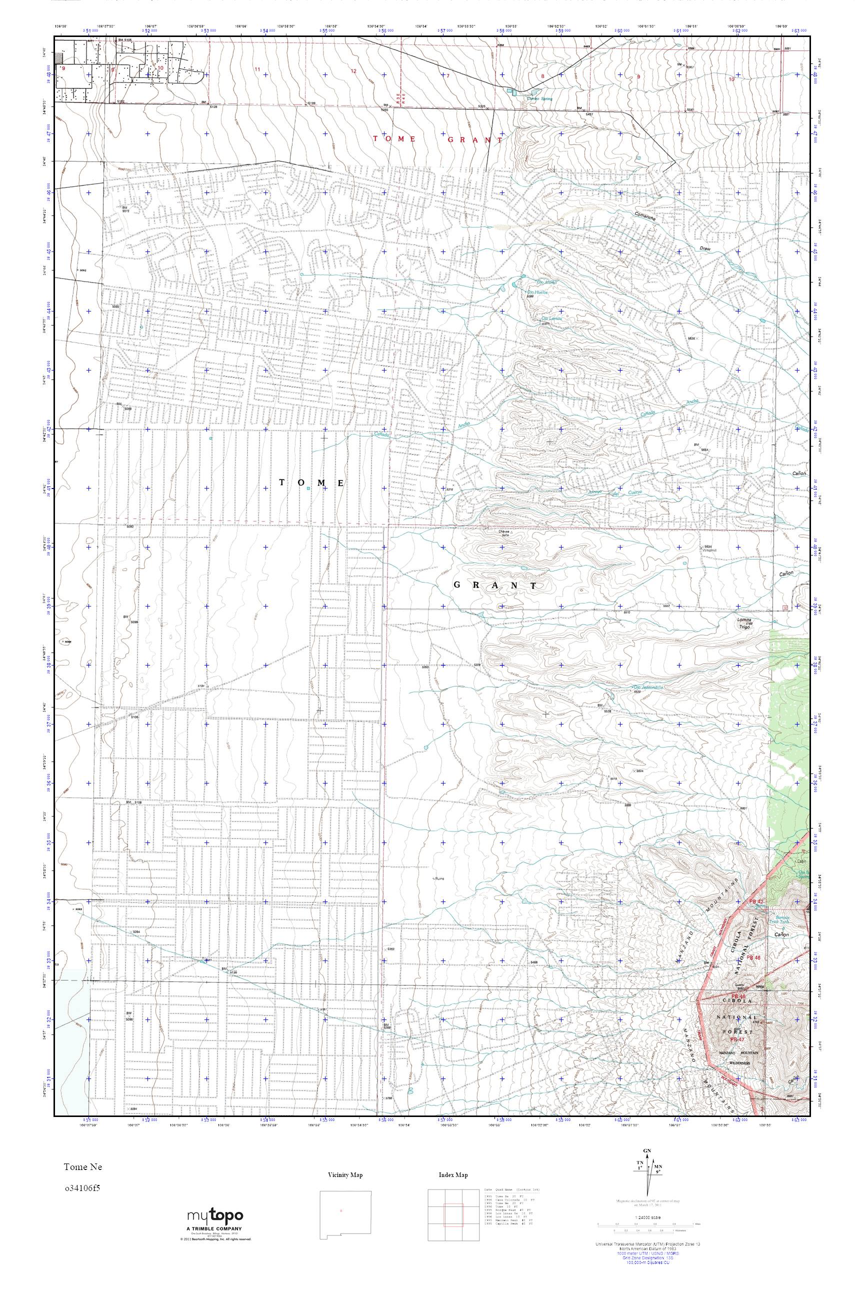 MyTopo Tome Ne, New Mexico USGS Quad Topo Map