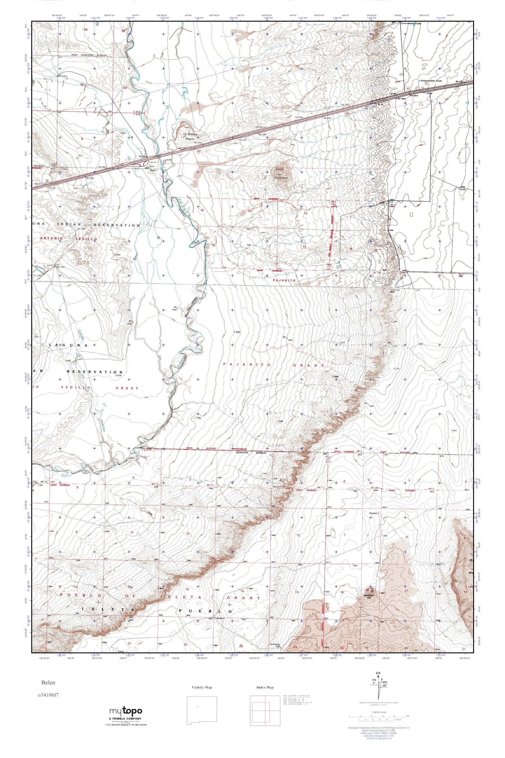 MyTopo Belen, New Mexico USGS Quad Topo Map