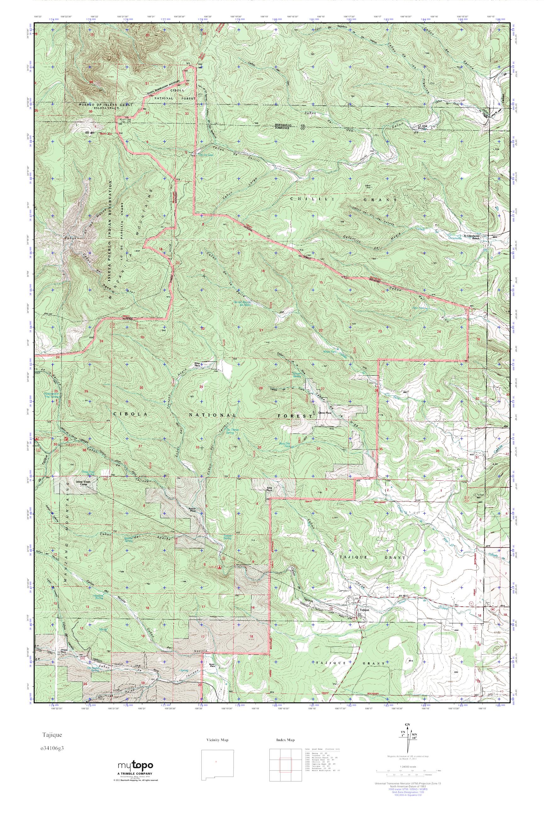MyTopo Tajique, New Mexico USGS Quad Topo Map