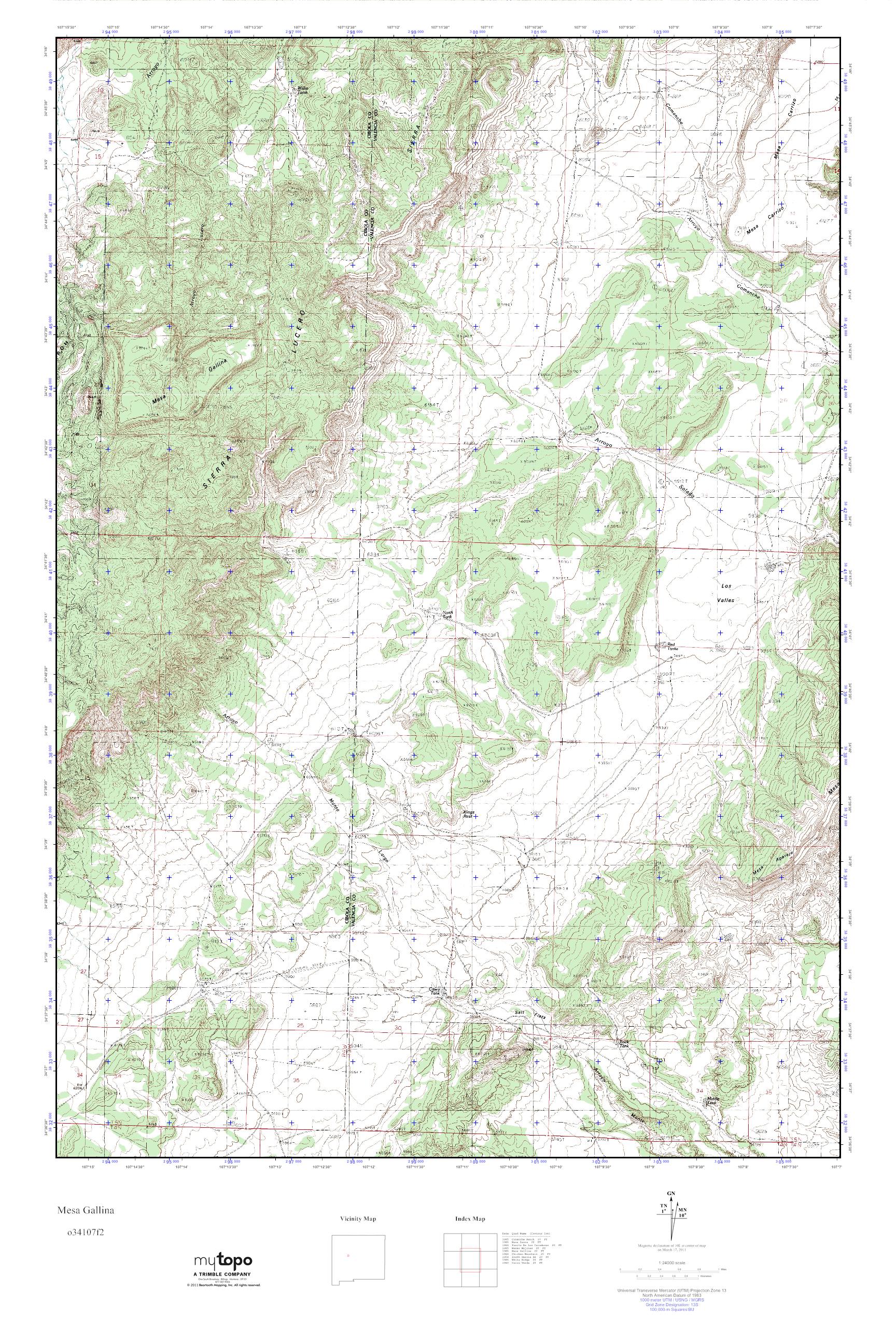 MyTopo Mesa Gallina, New Mexico USGS Quad Topo Map