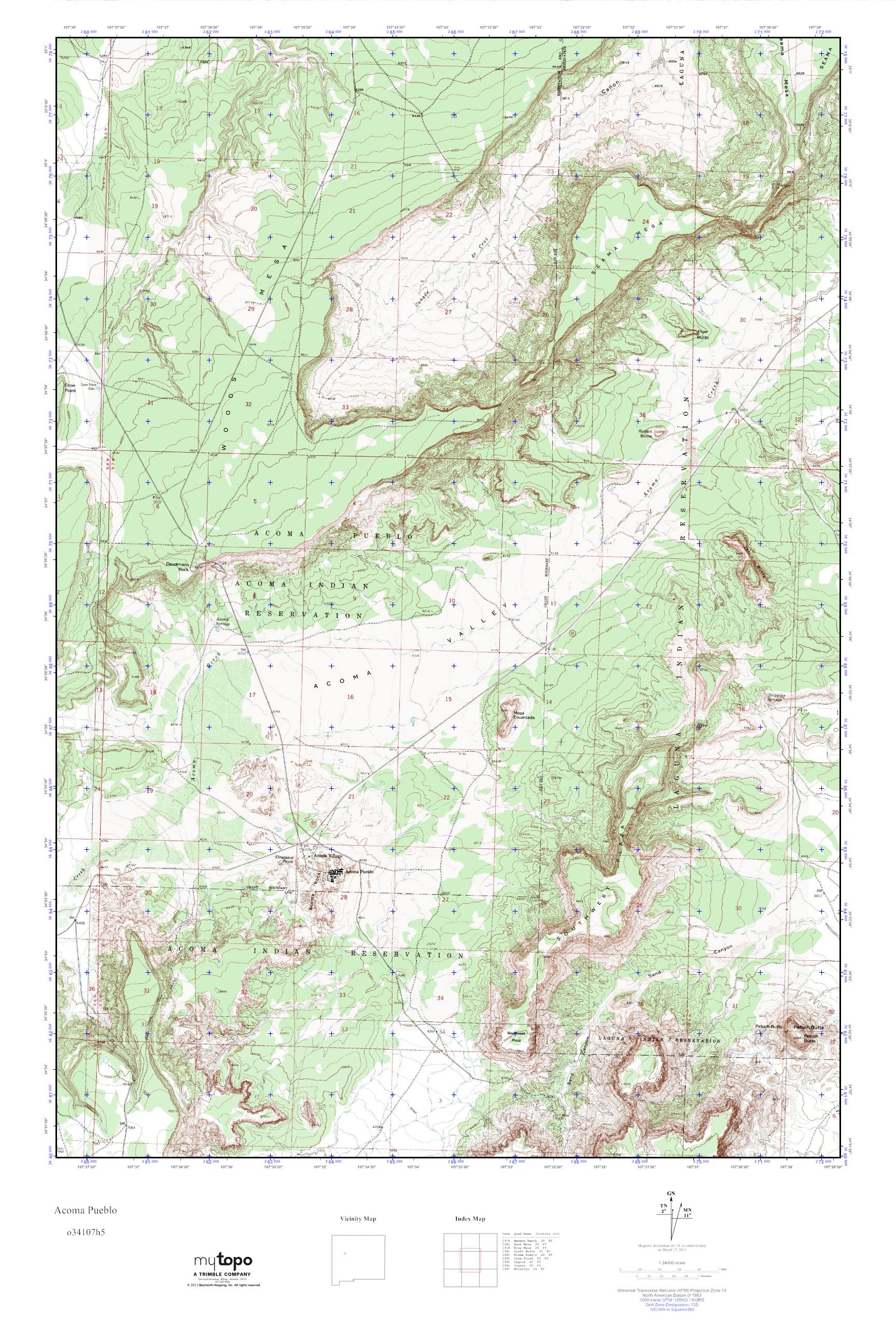 MyTopo Pueblo, New Mexico USGS Quad Topo Map