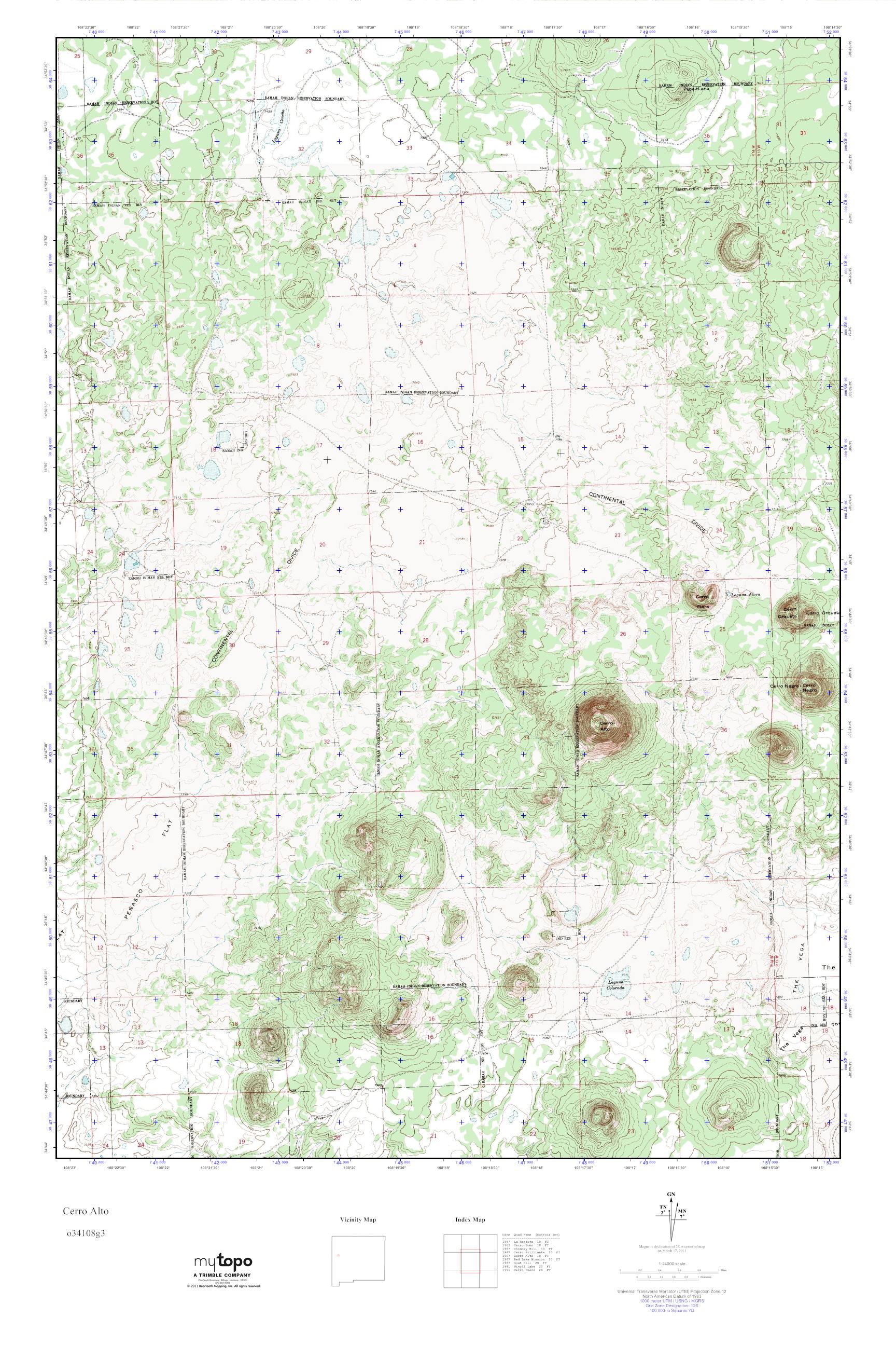 MyTopo Cerro Alto, New Mexico USGS Quad Topo Map