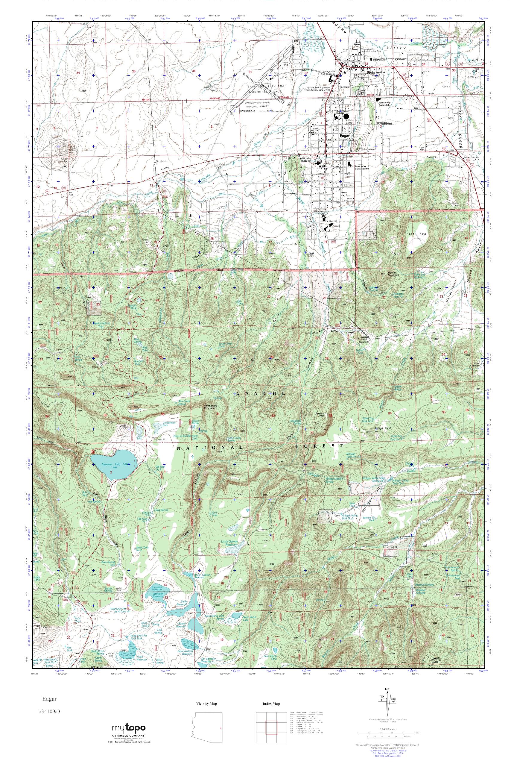 MyTopo Eagar, Arizona USGS Quad Topo Map
