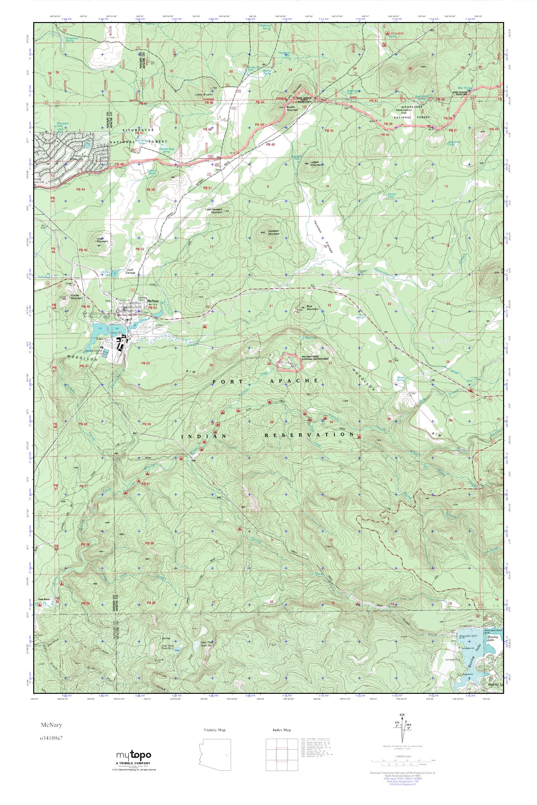 MyTopo McNary, Arizona USGS Quad Topo Map