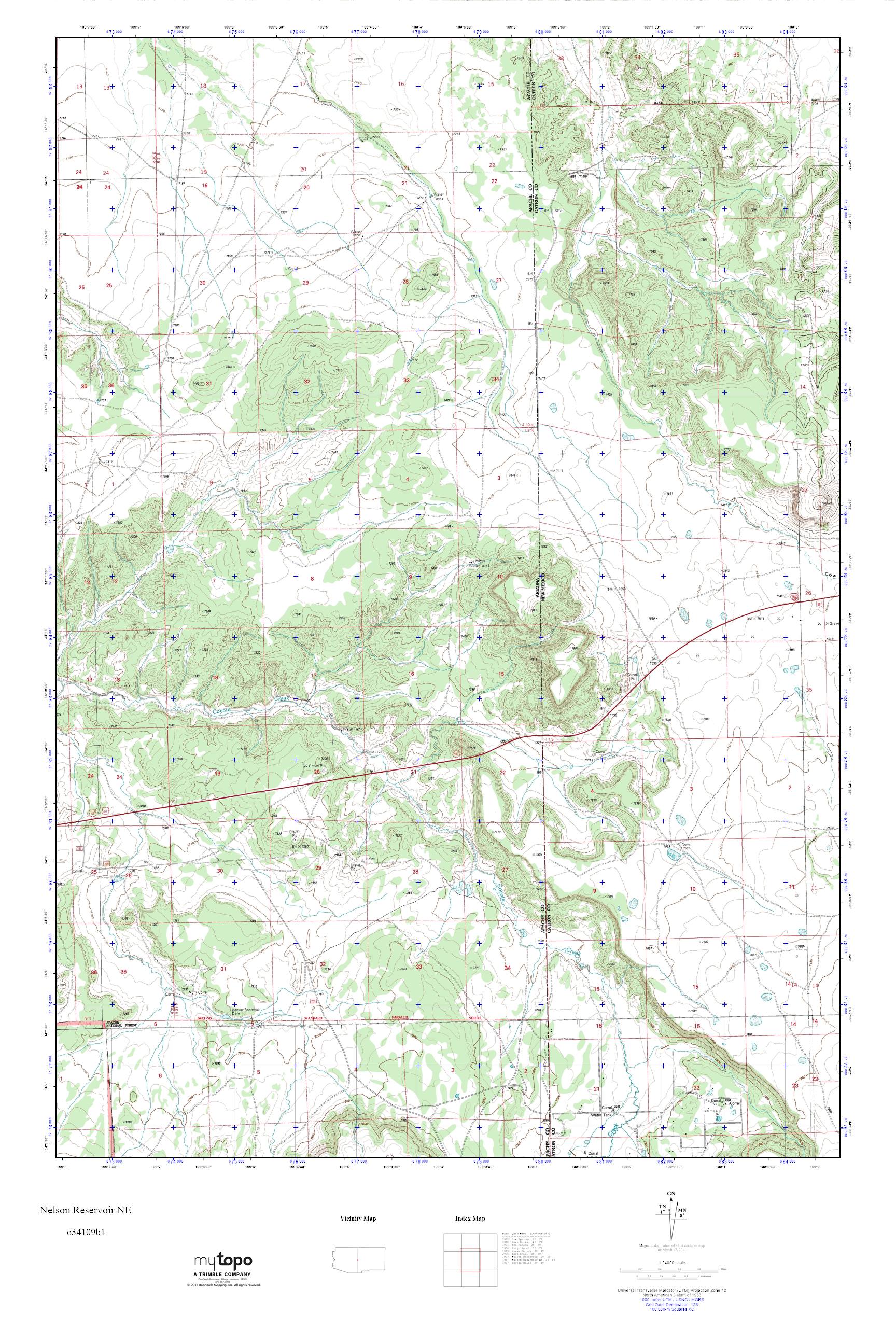 MyTopo Nelson Reservoir NE, New Mexico USGS Quad Topo Map