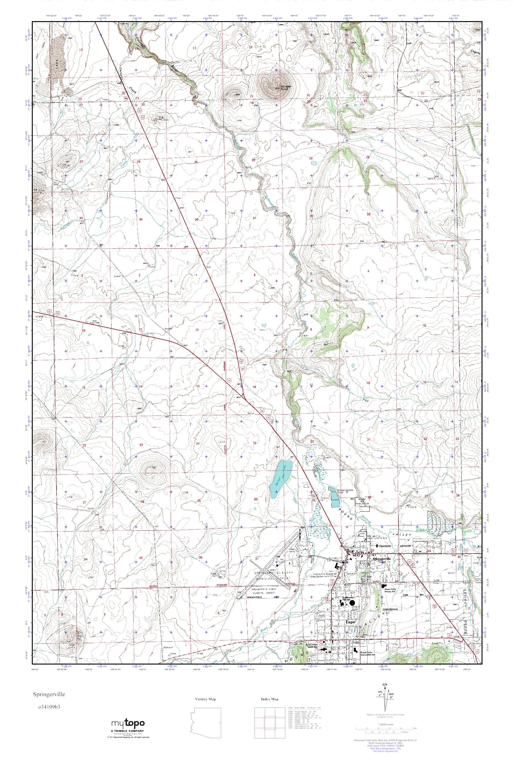 MyTopo Springerville, Arizona USGS Quad Topo Map