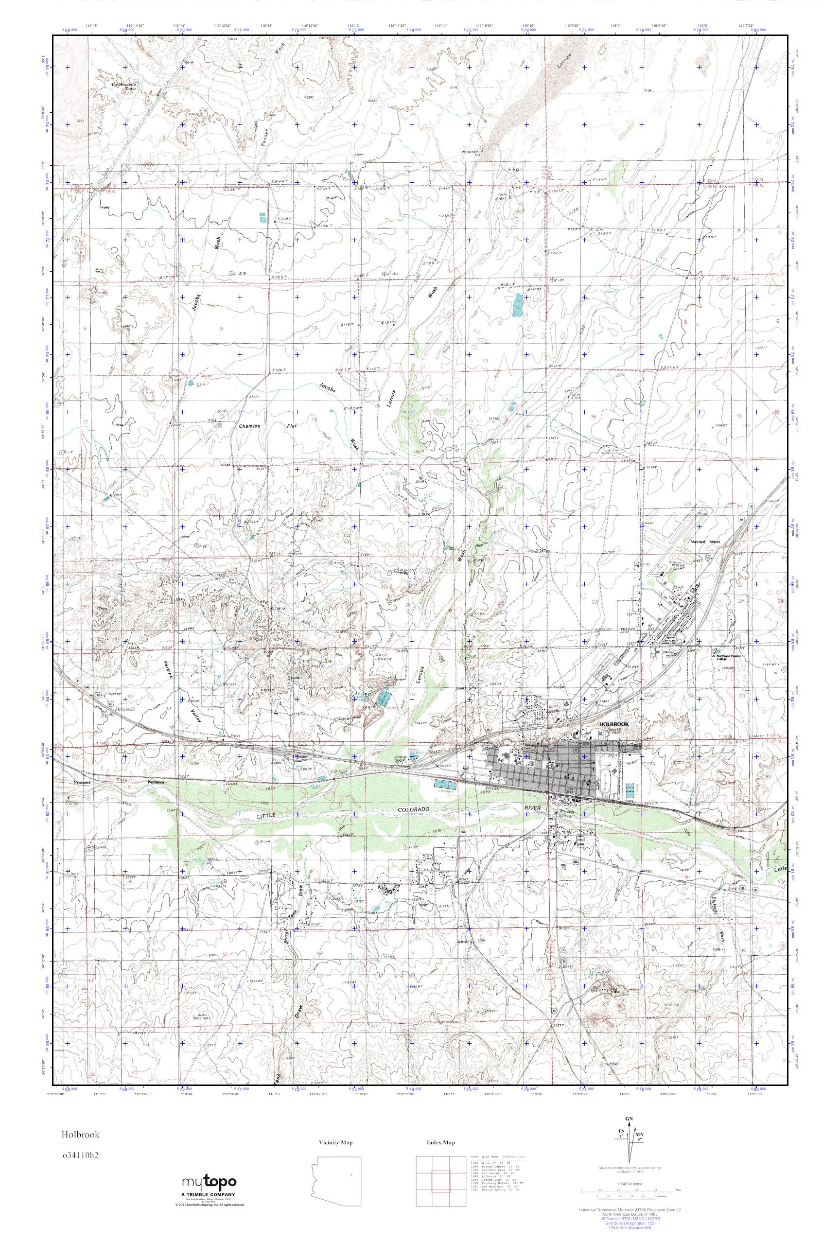 MyTopo Holbrook, Arizona USGS Quad Topo Map