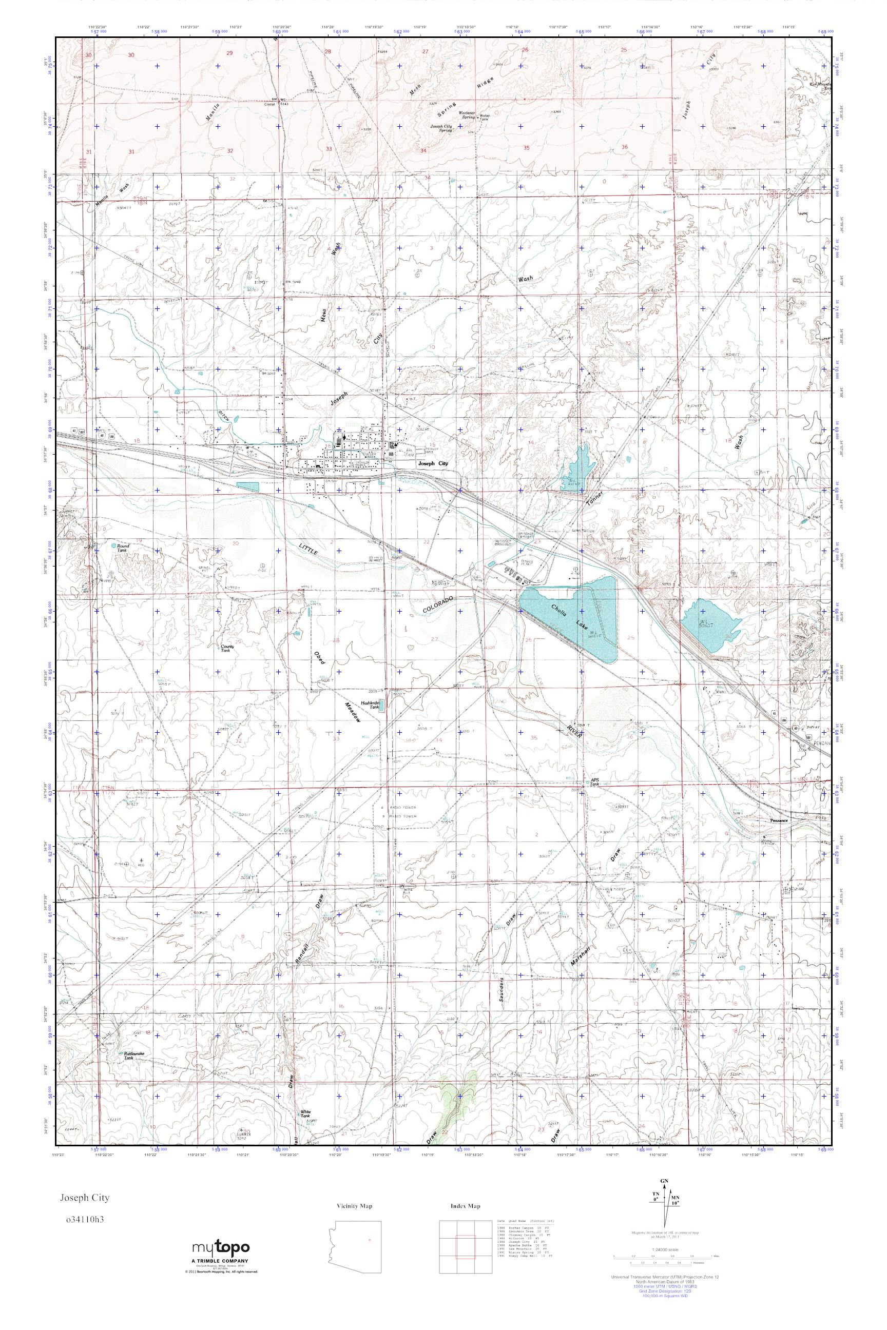 MyTopo Joseph City, Arizona USGS Quad Topo Map