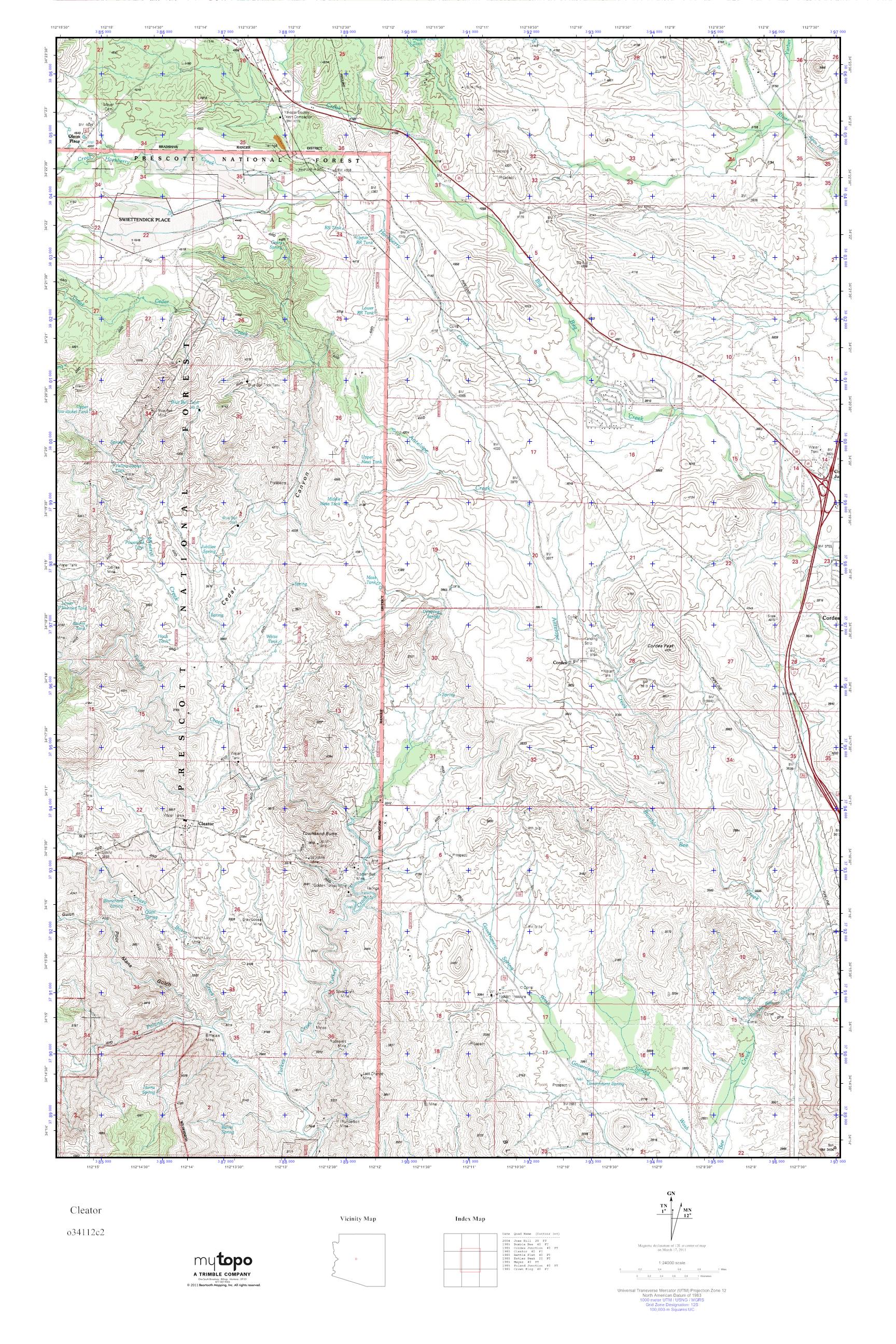 MyTopo Cleator, Arizona USGS Quad Topo Map