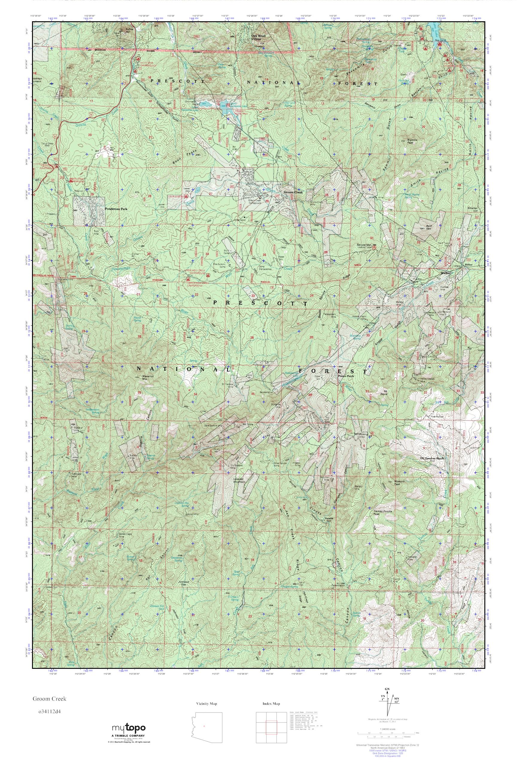 MyTopo Groom Creek, Arizona USGS Quad Topo Map
