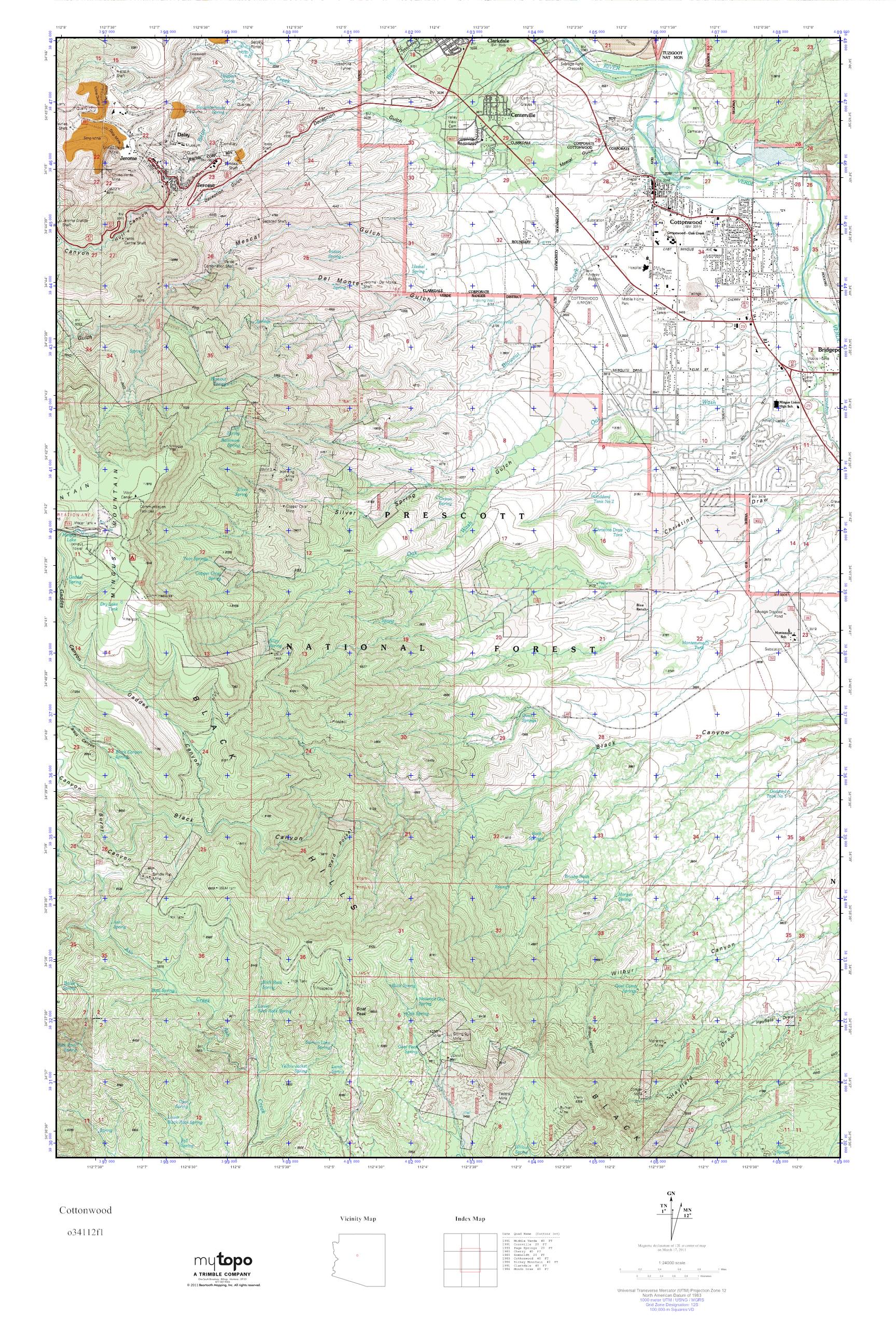 MyTopo Cottonwood, Arizona USGS Quad Topo Map