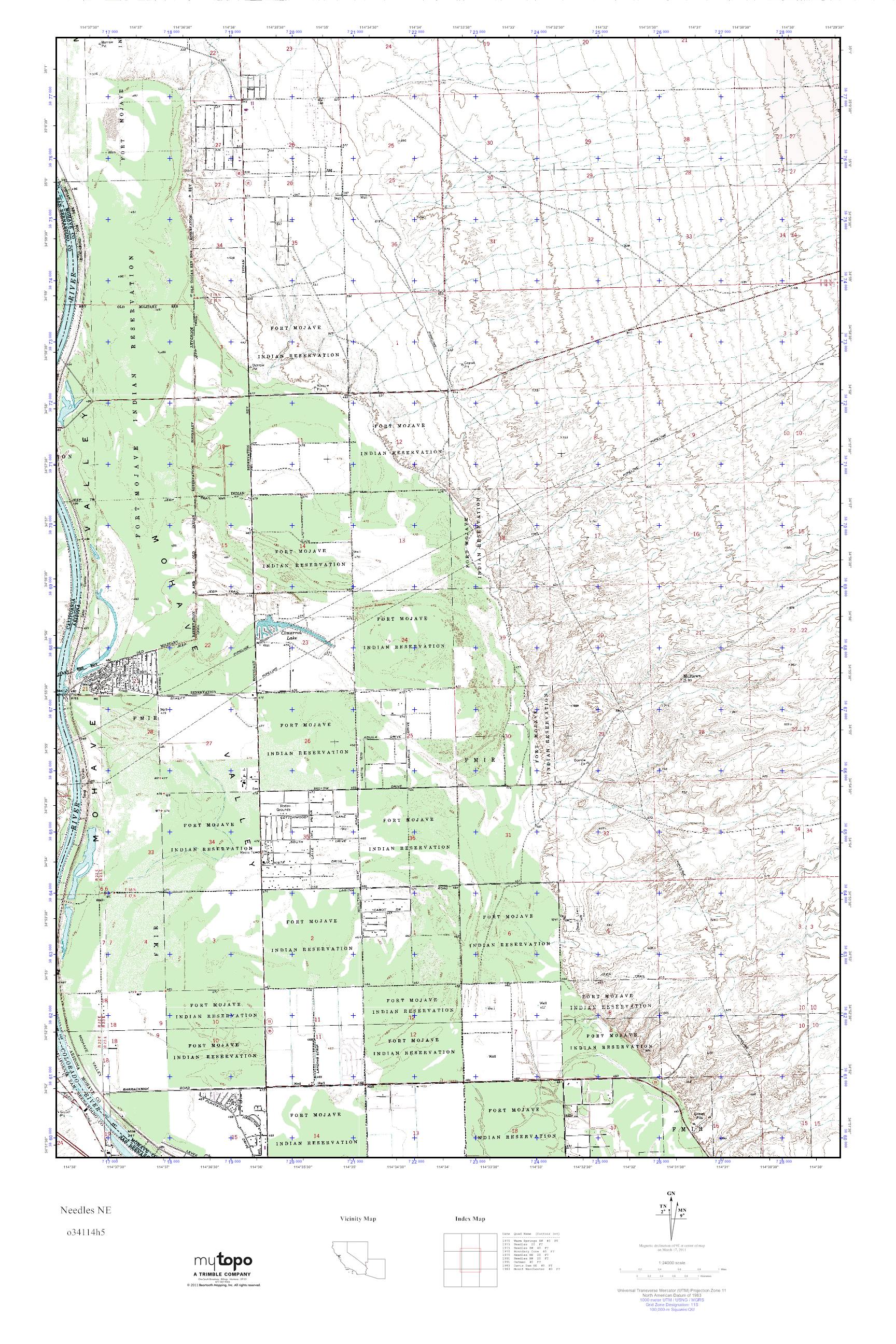 MyTopo Needles NE, Arizona USGS Quad Topo Map