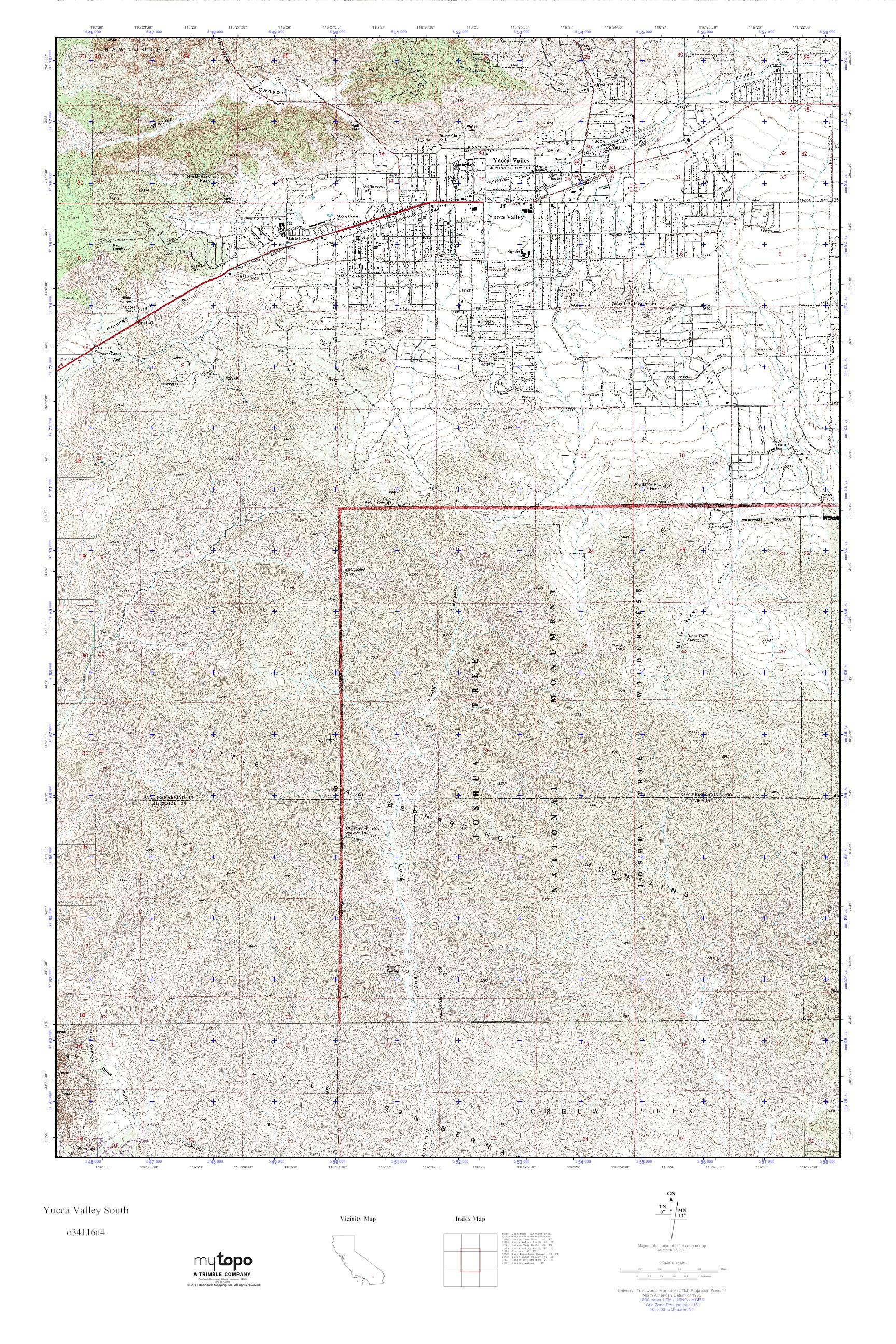 MyTopo Yucca Valley South, California USGS Quad Topo Map