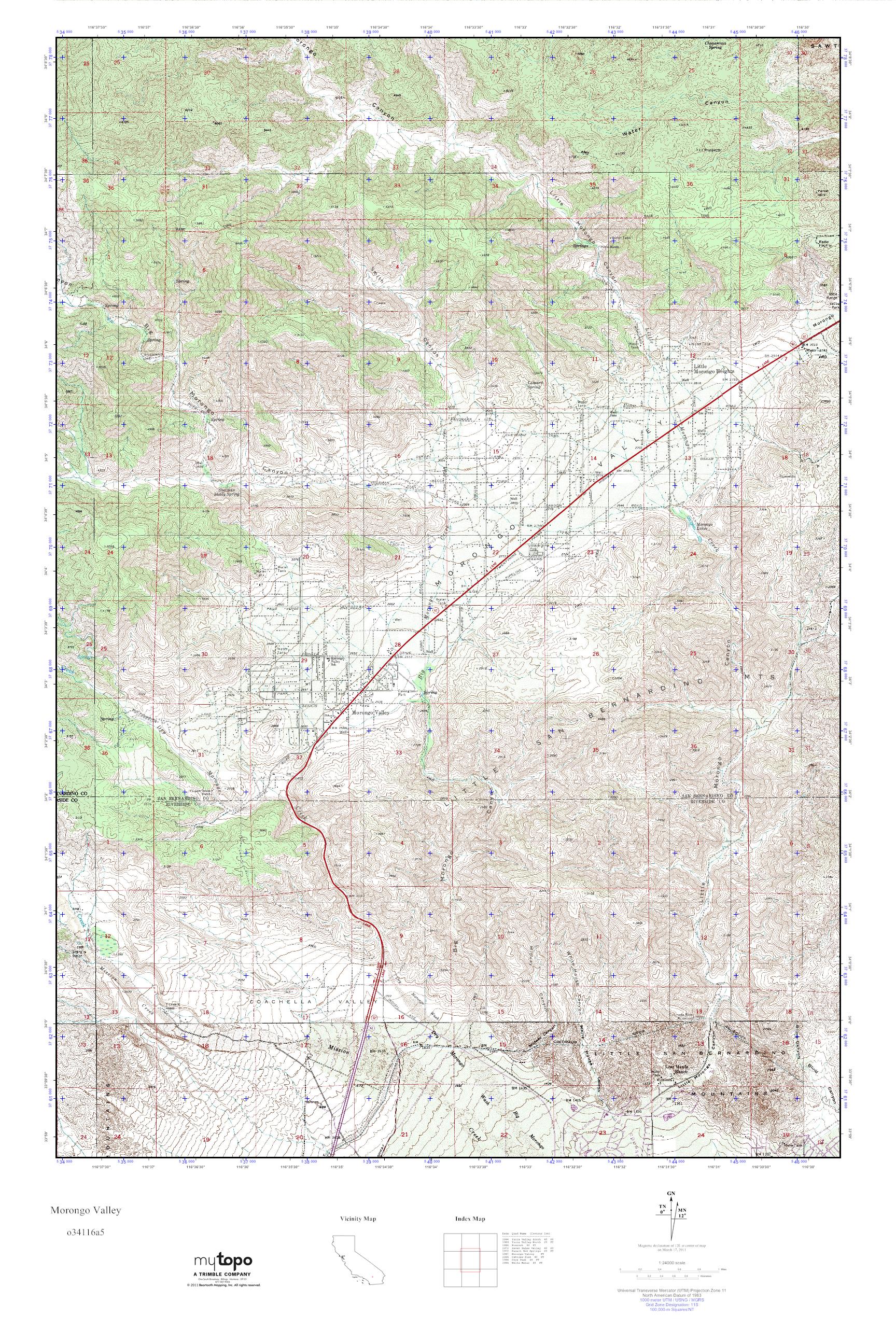 MyTopo Morongo Valley, California USGS Quad Topo Map