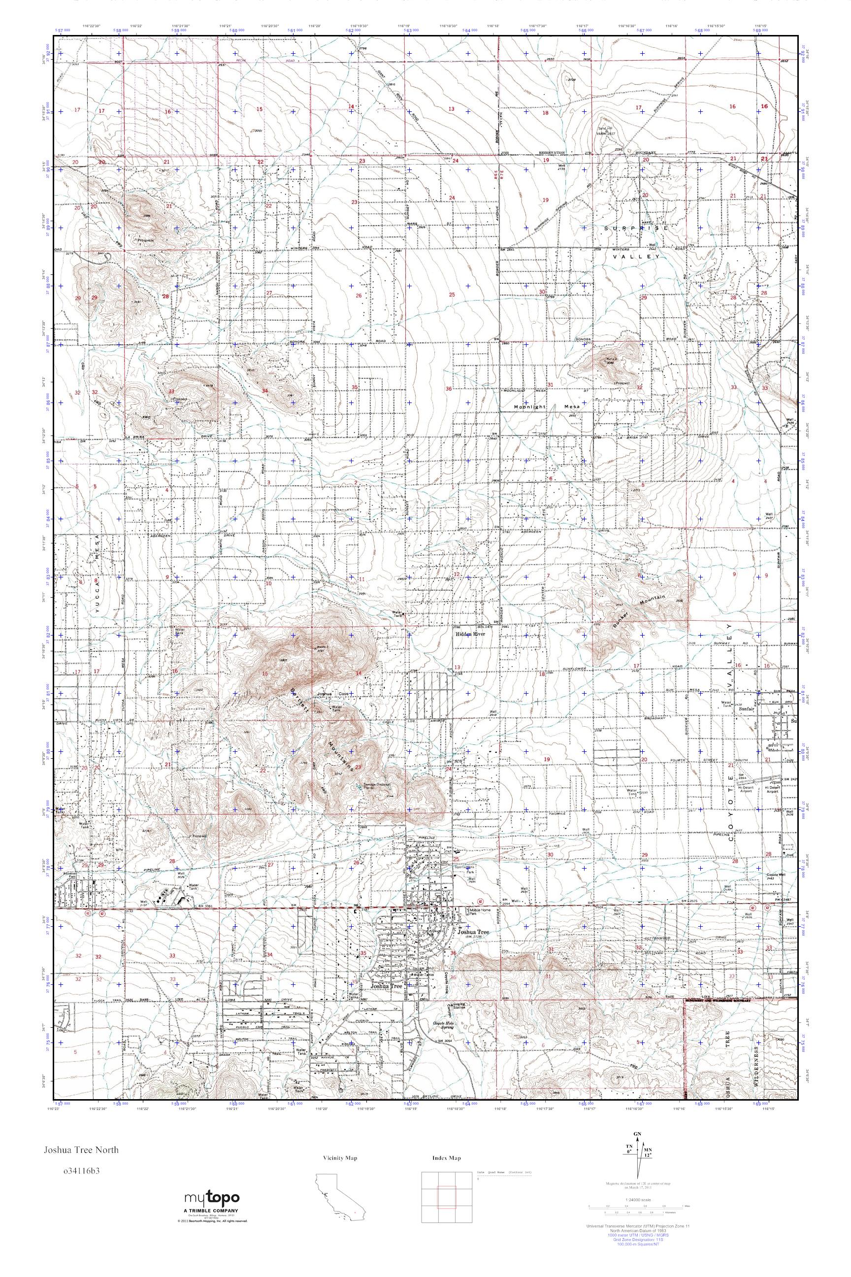 MyTopo Joshua Tree North, California USGS Quad Topo Map