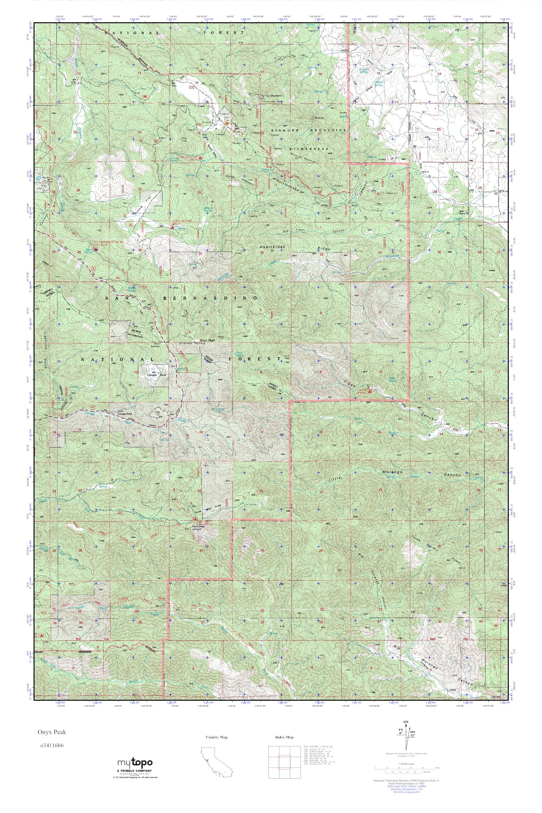 MyTopo Onyx Peak, California USGS Quad Topo Map