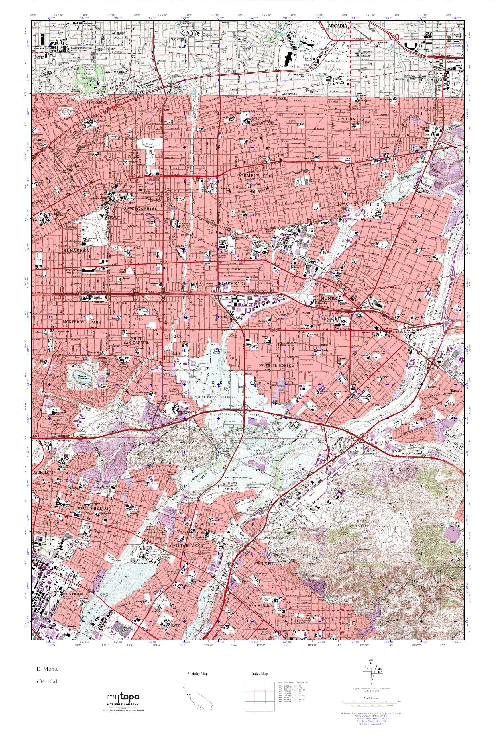 MyTopo El Monte California USGS Quad Topo Map mytopo-el-monte-california-usgs-quad-topo-map