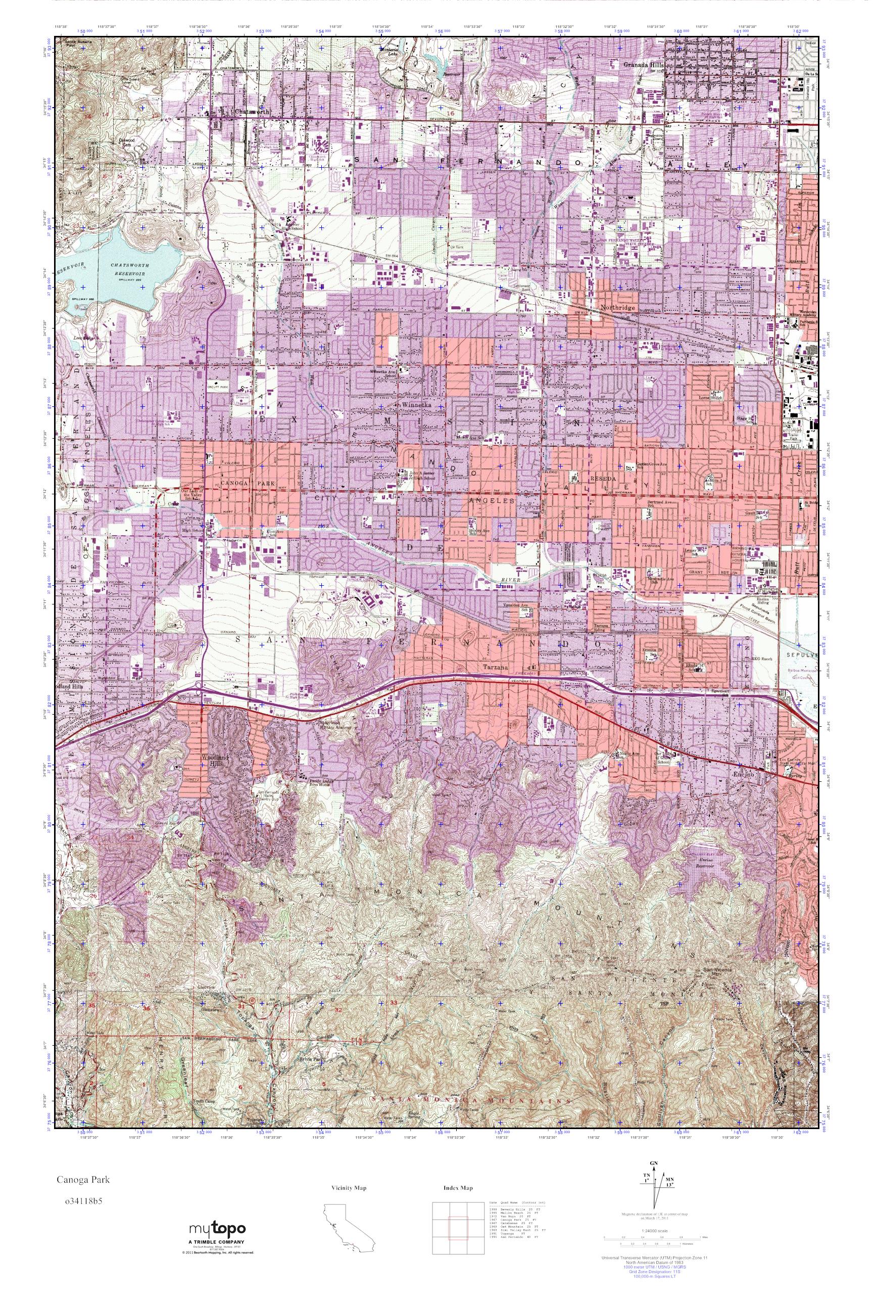 MyTopo Canoga Park, California USGS Quad Topo Map