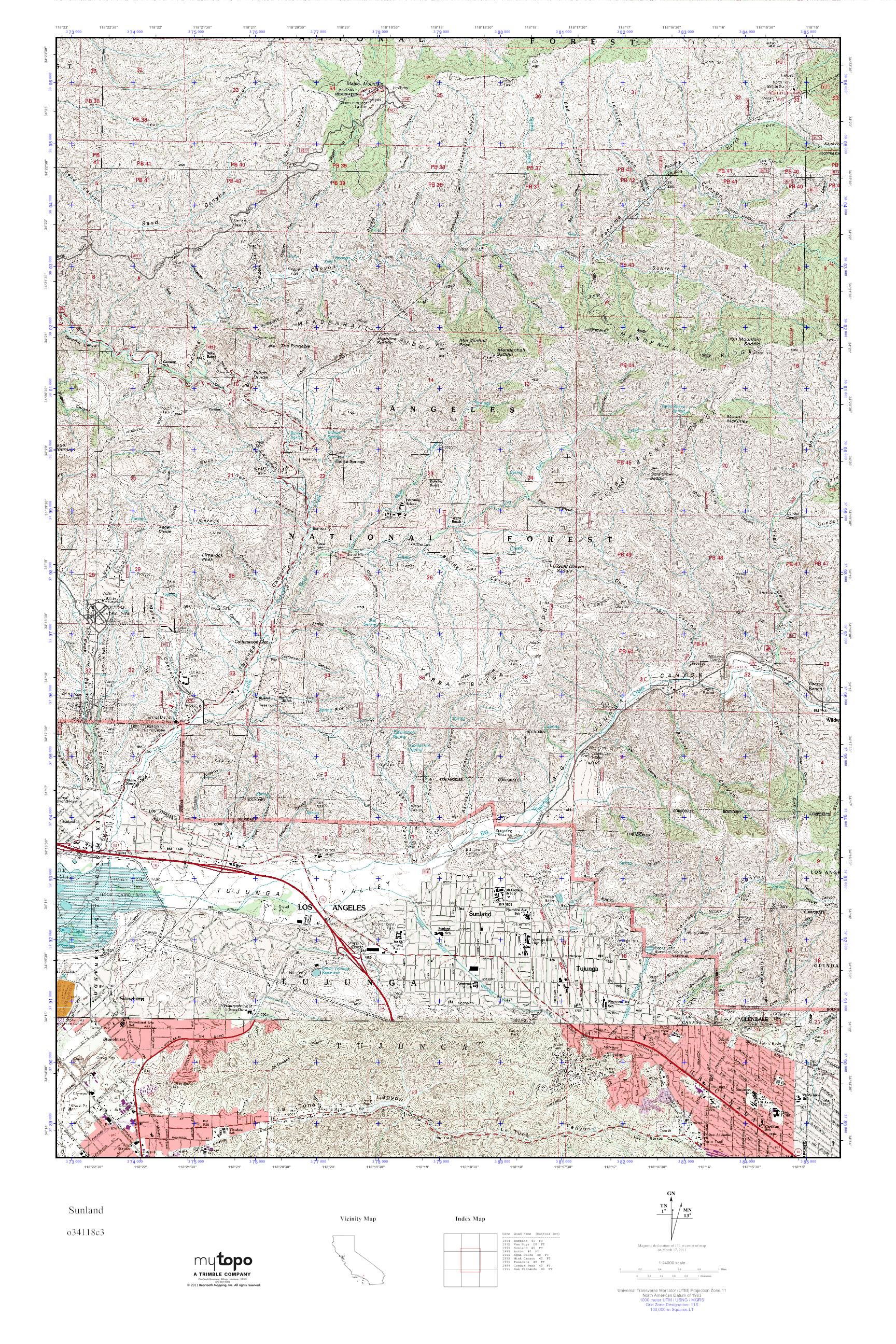 MyTopo Sunland, California USGS Quad Topo Map