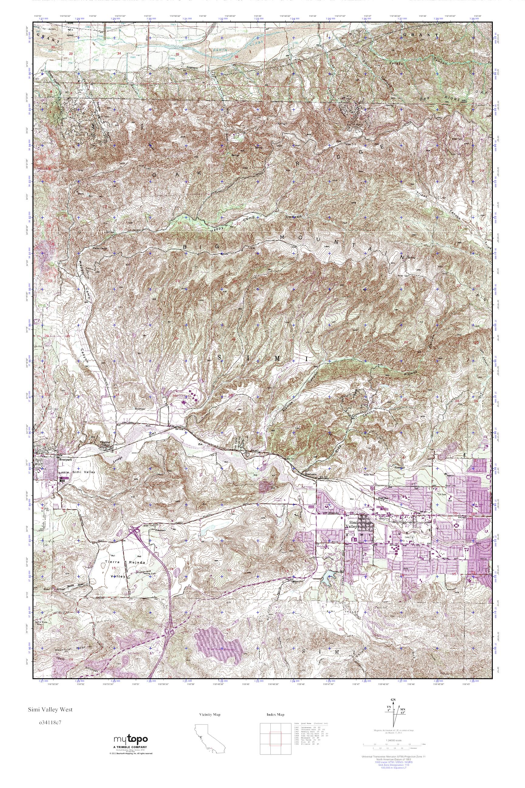 MyTopo Simi Valley West, California USGS Quad Topo Map