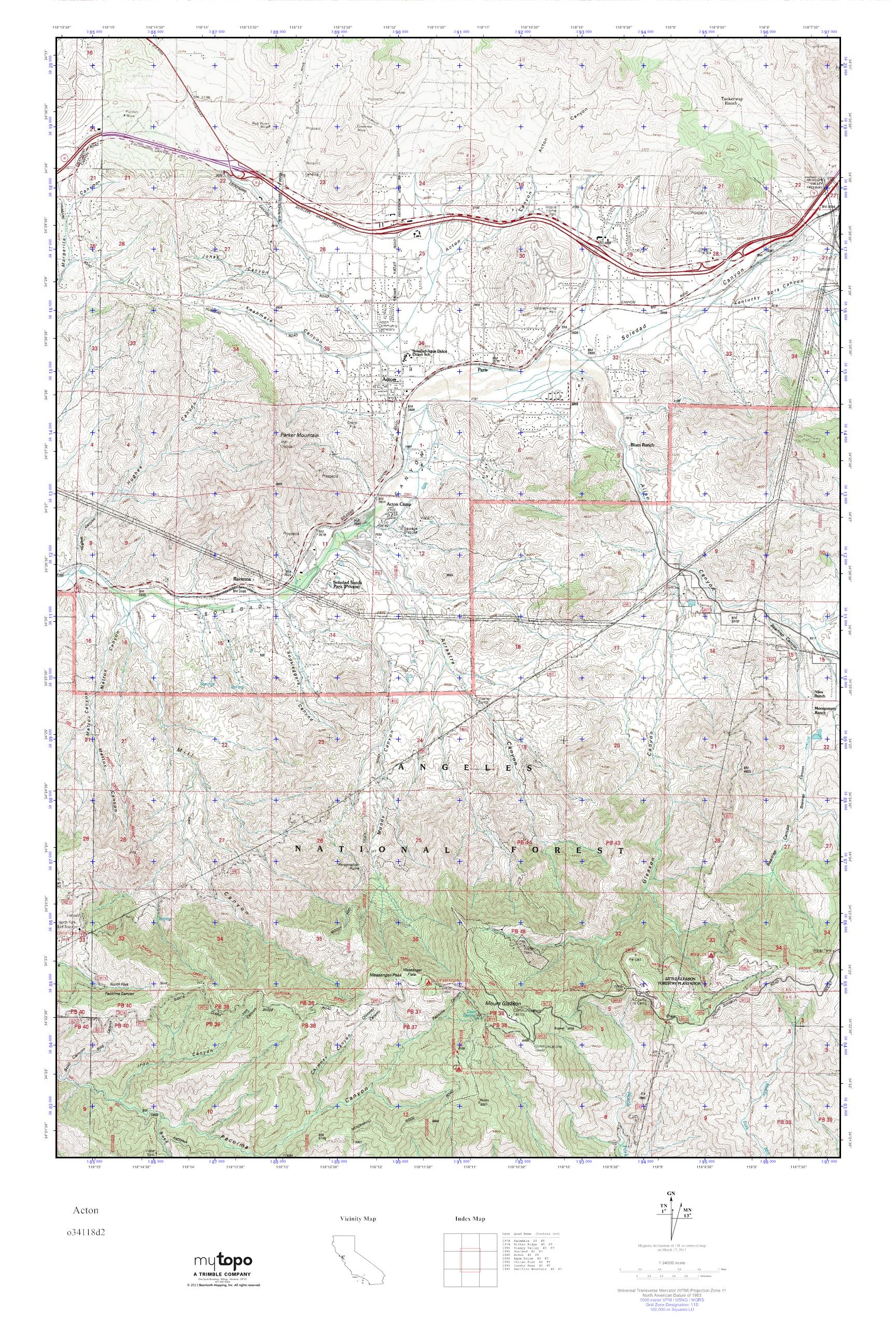 MyTopo Acton, California USGS Quad Topo Map