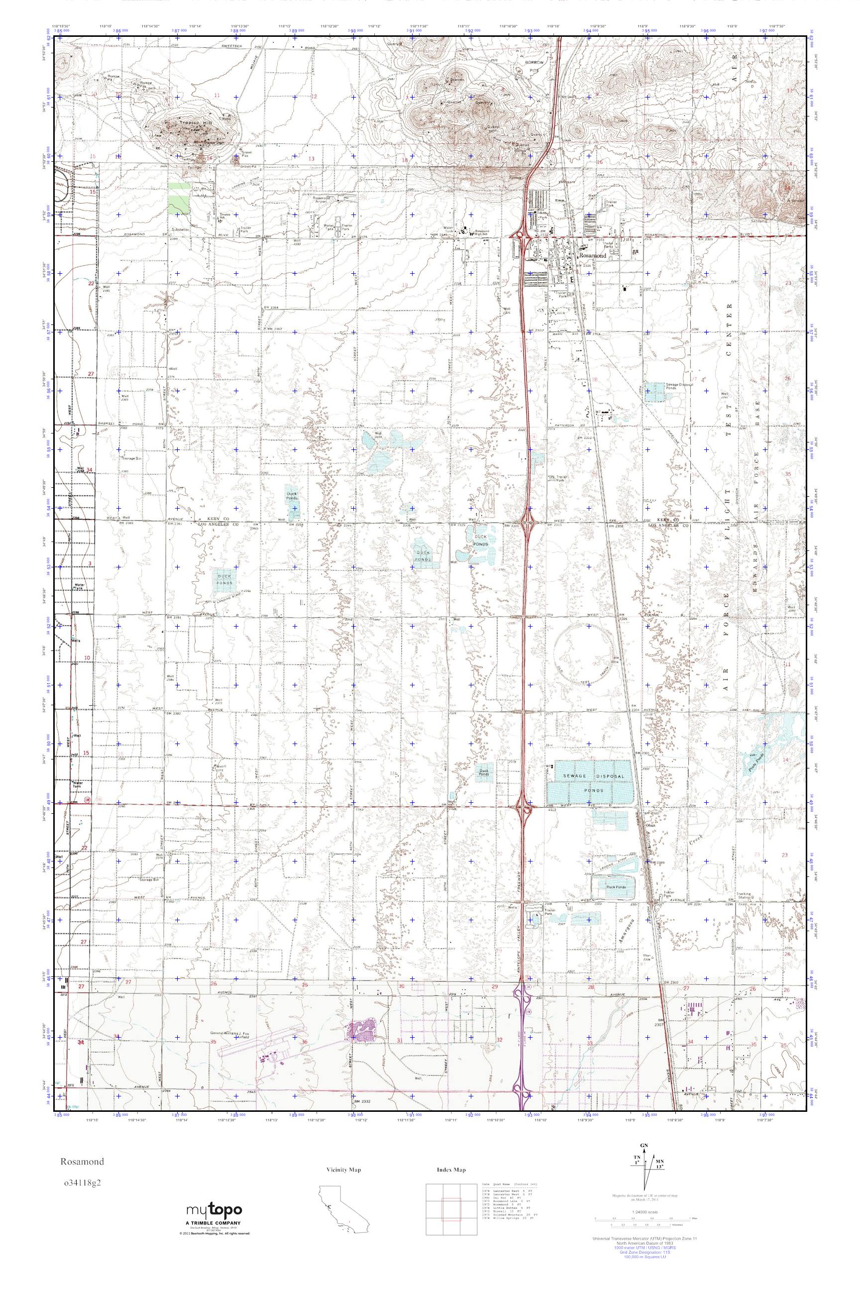 MyTopo Rosamond, California USGS Quad Topo Map