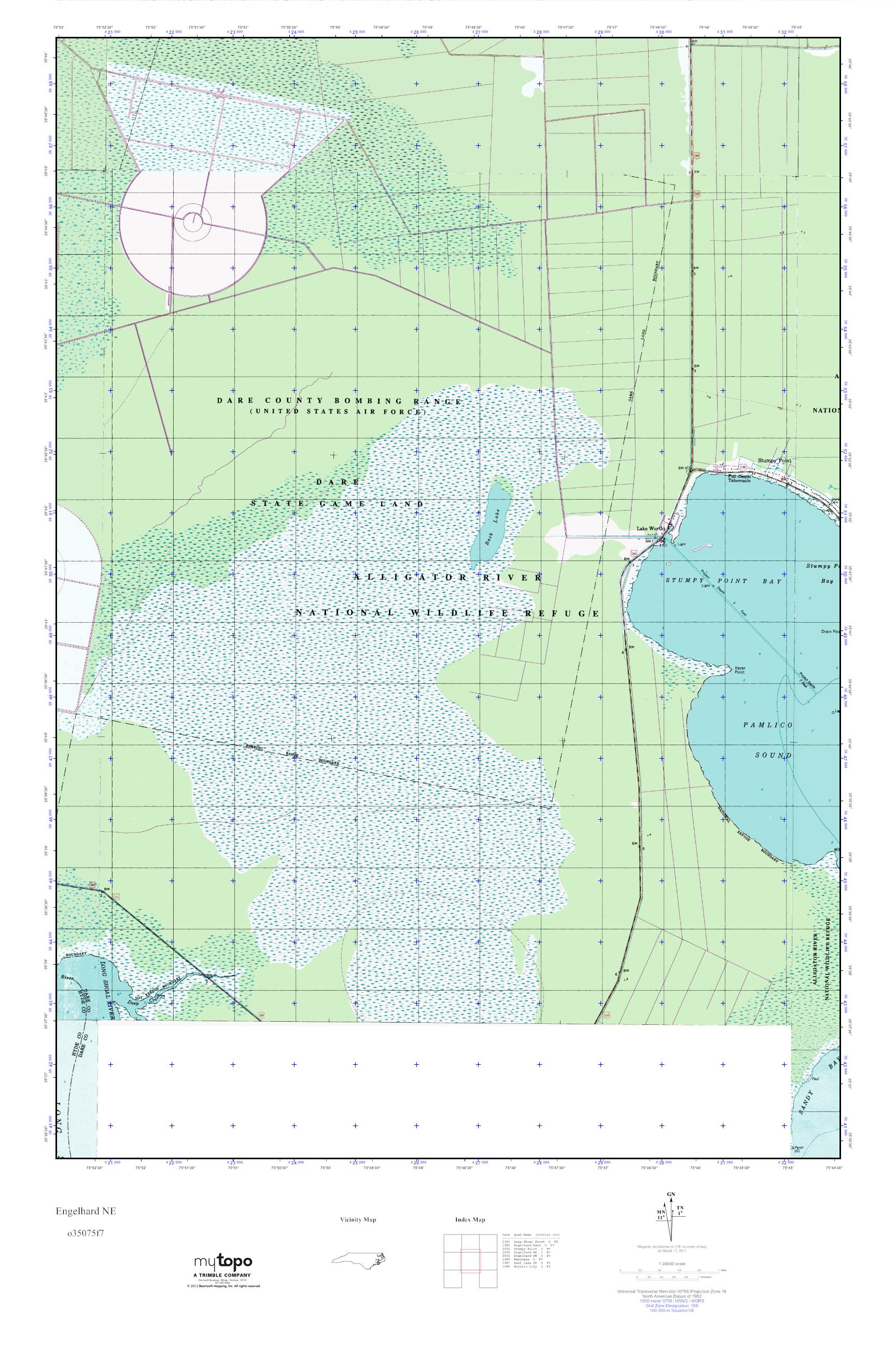 MyTopo Engelhard NE, North Carolina USGS Quad Topo Map