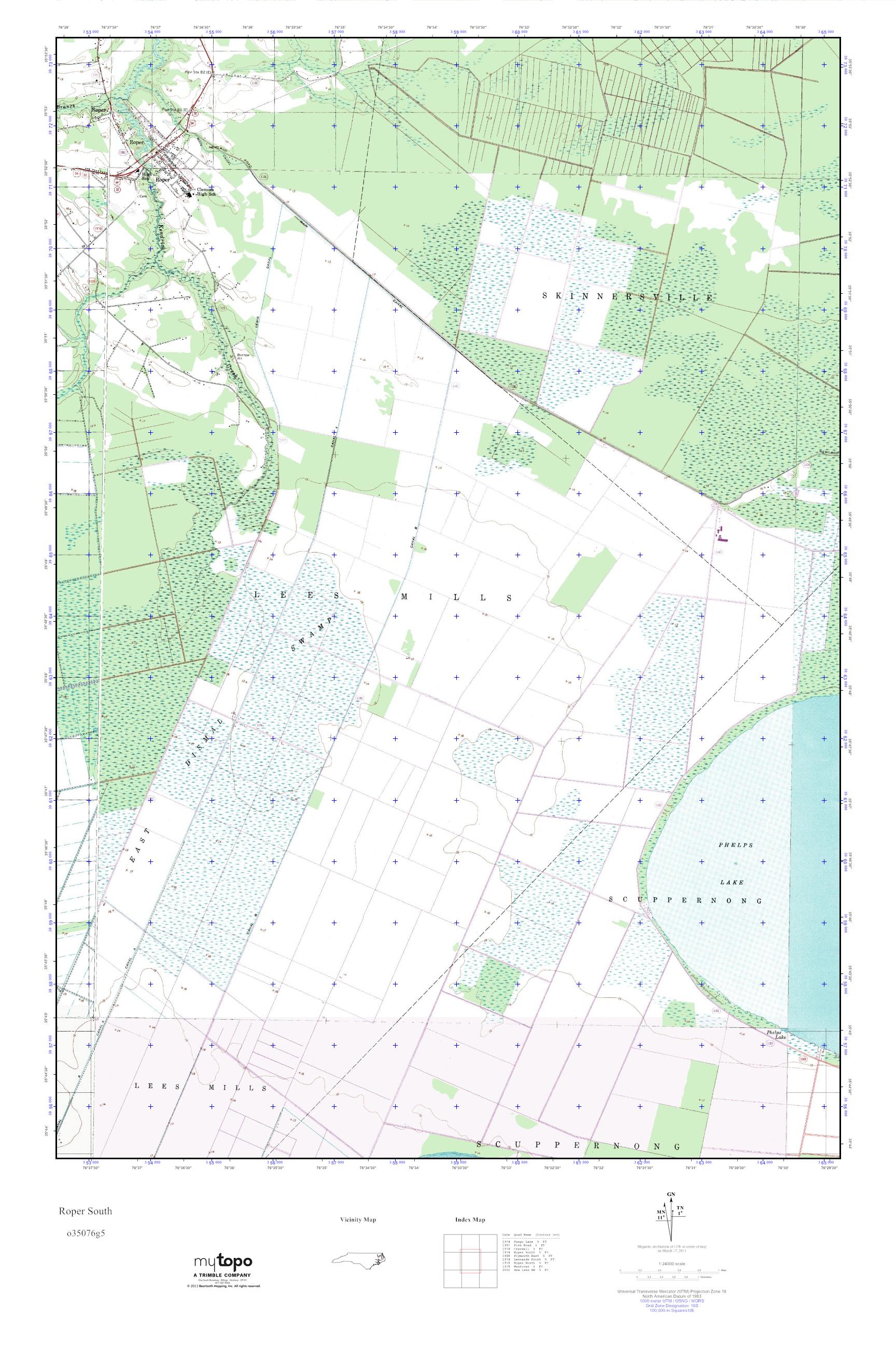 MyTopo Roper South, North Carolina USGS Quad Topo Map