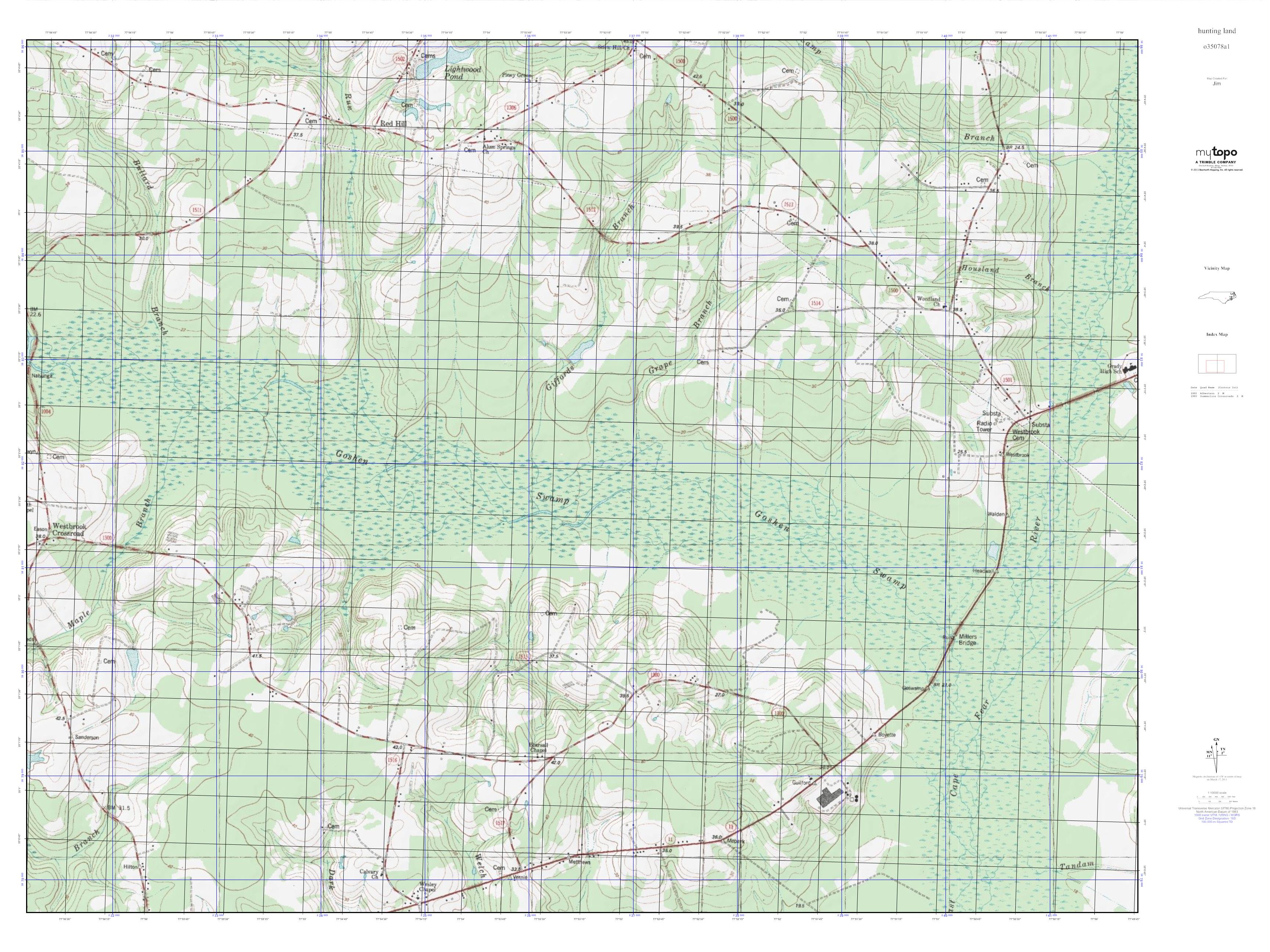 MyTopo Warsaw North, North Carolina USGS Quad Topo Map