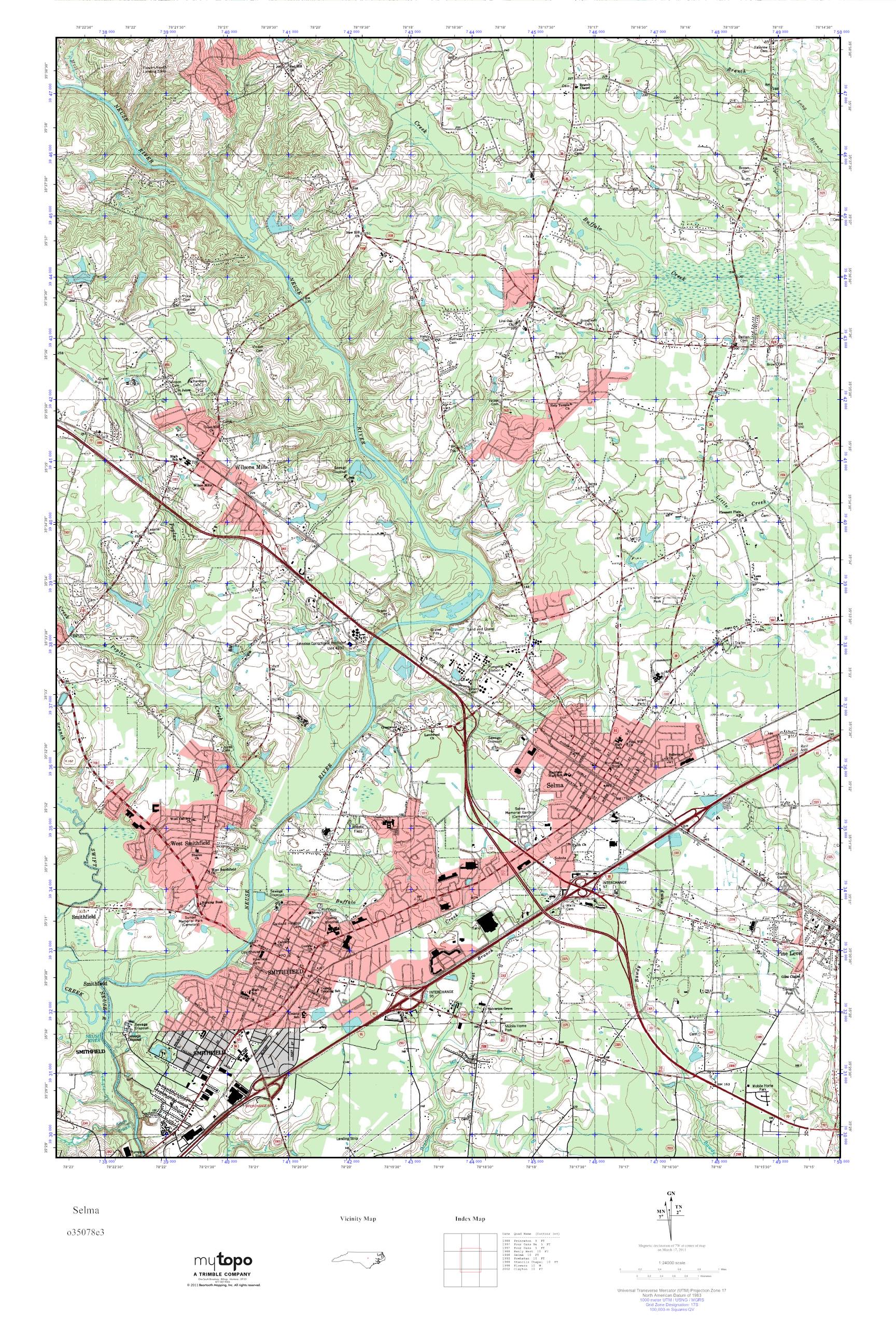 MyTopo Selma, North Carolina USGS Quad Topo Map