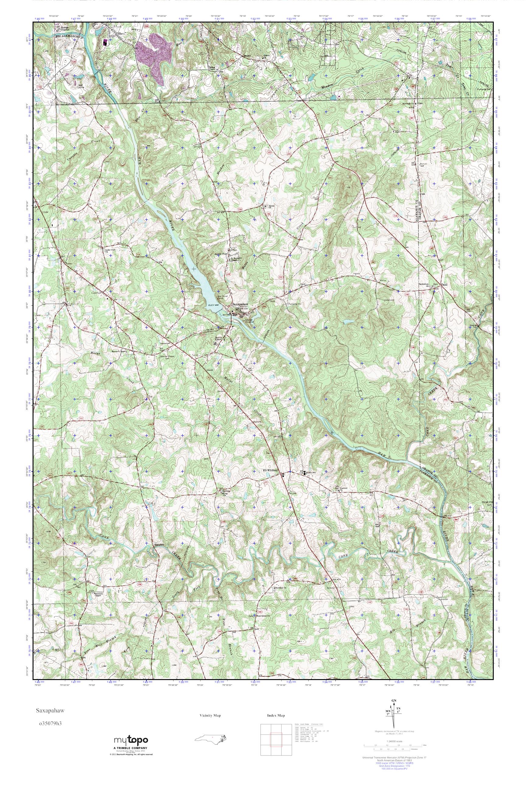 MyTopo Saxapahaw, North Carolina USGS Quad Topo Map