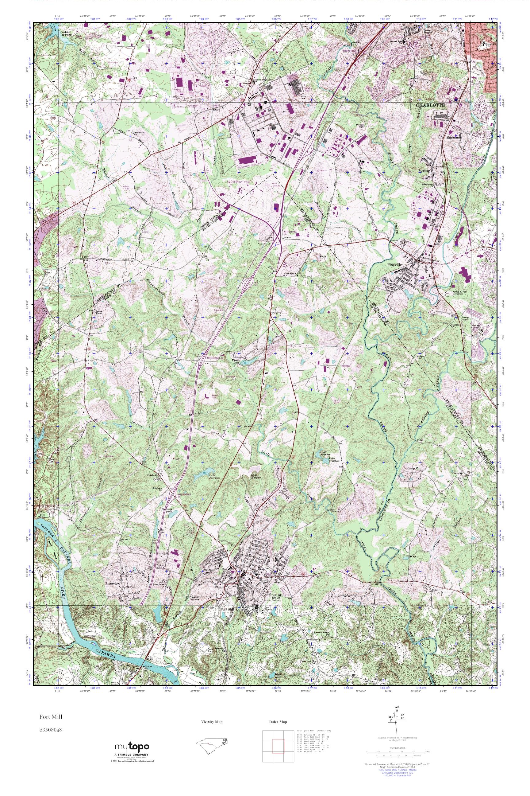 MyTopo Fort Mill, South Carolina USGS Quad Topo Map