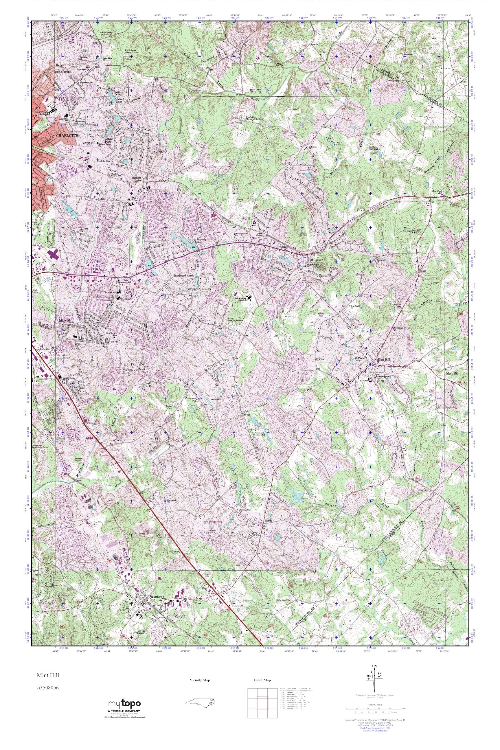 MyTopo Mint Hill, North Carolina USGS Quad Topo Map