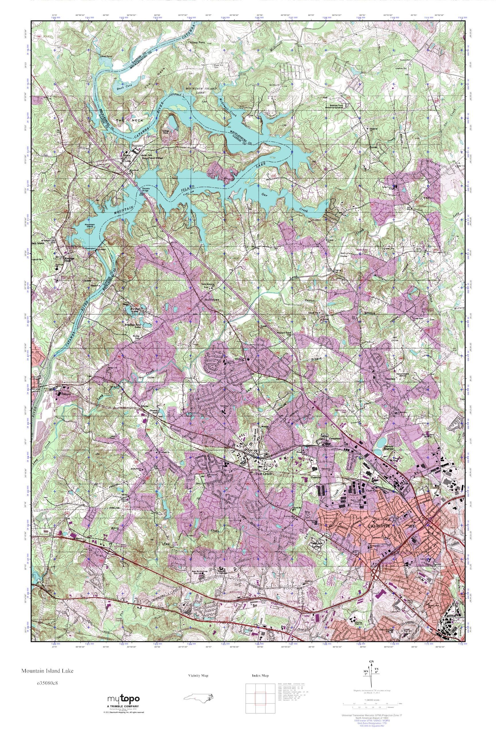 MyTopo Mountain Island Lake, North Carolina USGS Quad Topo Map