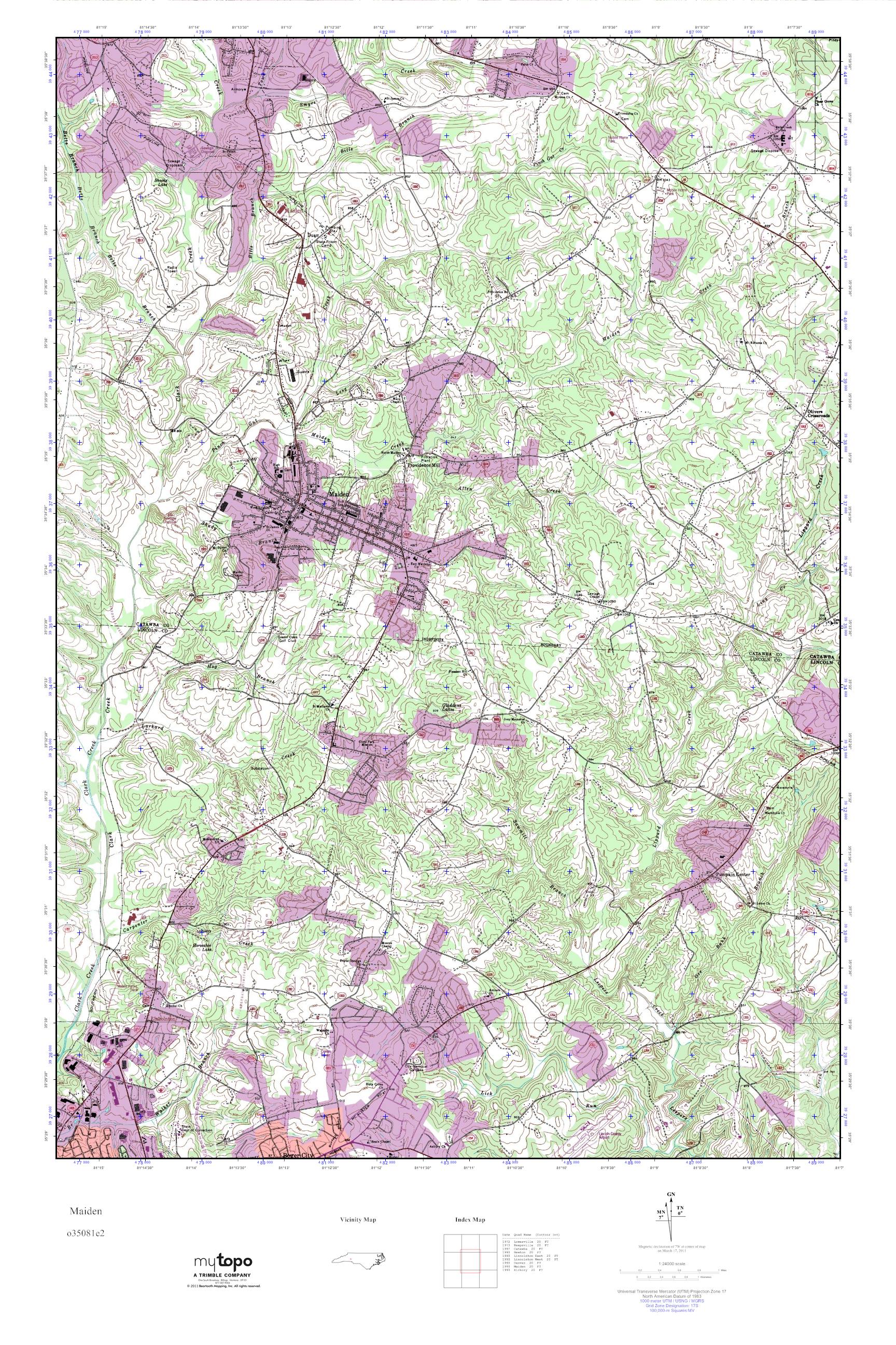 MyTopo Maiden, North Carolina USGS Quad Topo Map