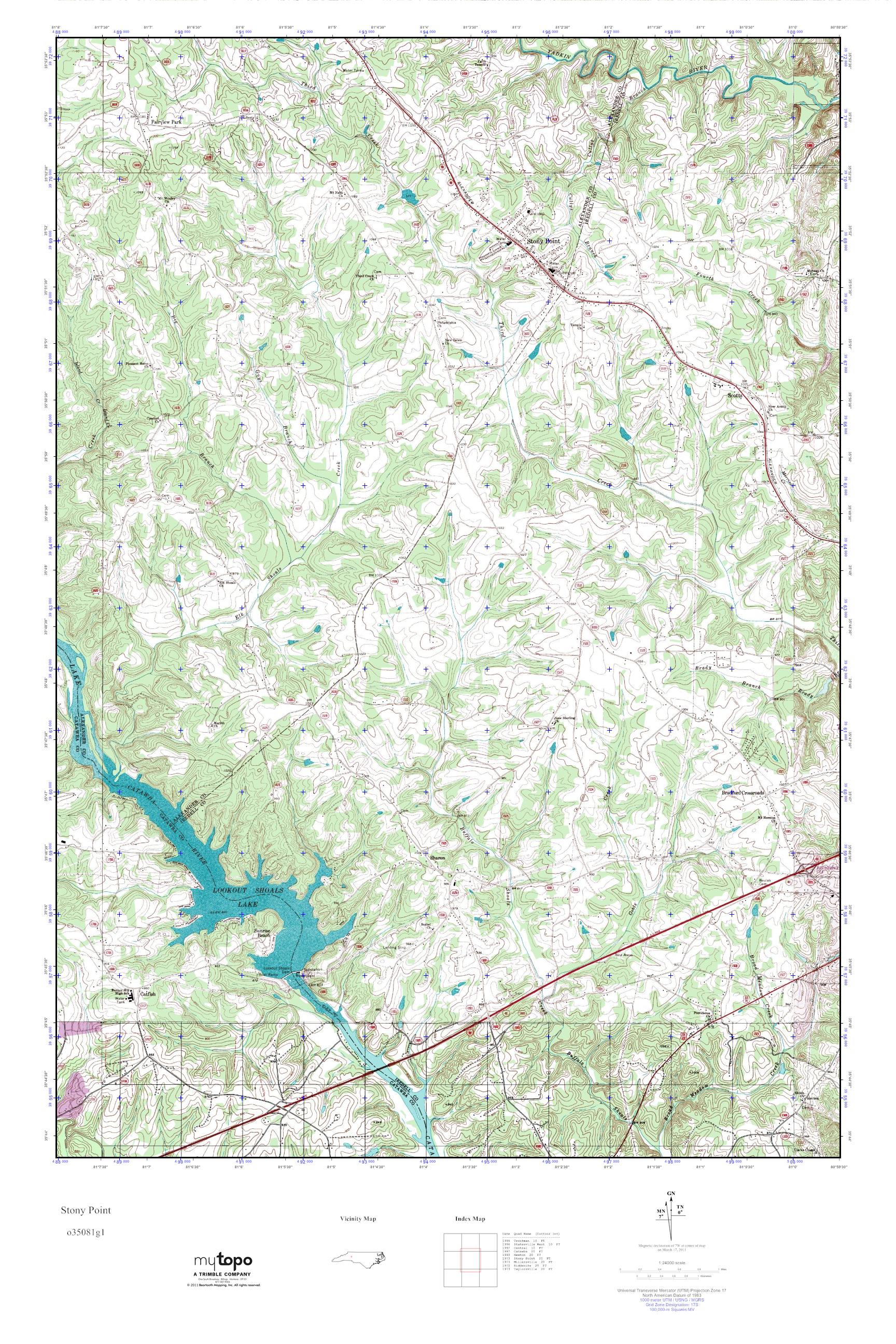 MyTopo Stony Point, North Carolina USGS Quad Topo Map