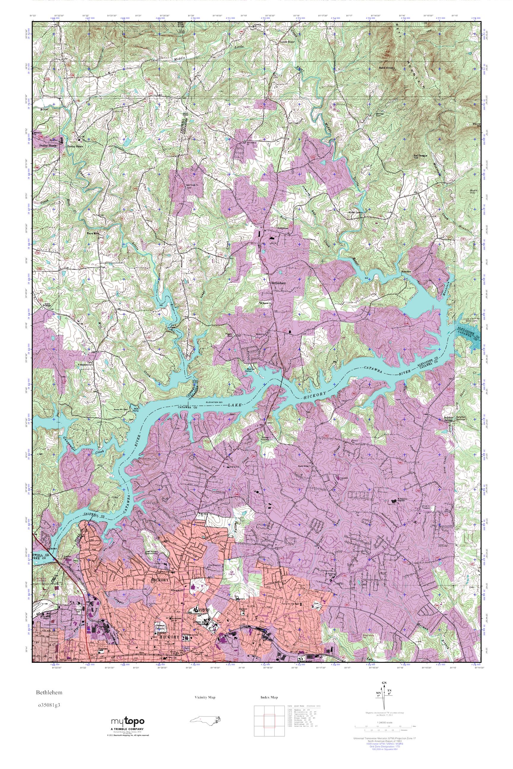 MyTopo Bethlehem, North Carolina USGS Quad Topo Map