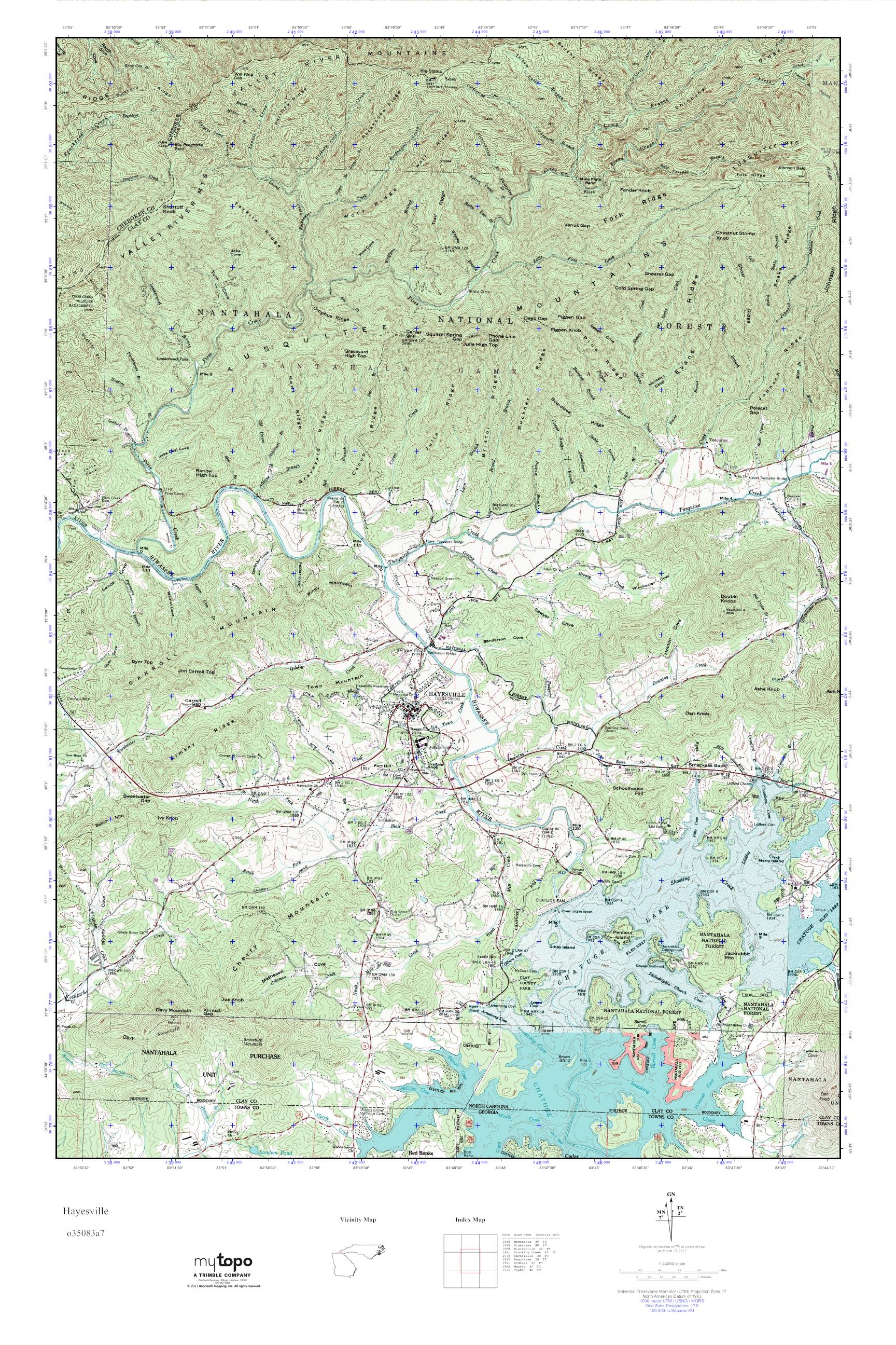 MyTopo Hayesville, North Carolina USGS Quad Topo Map