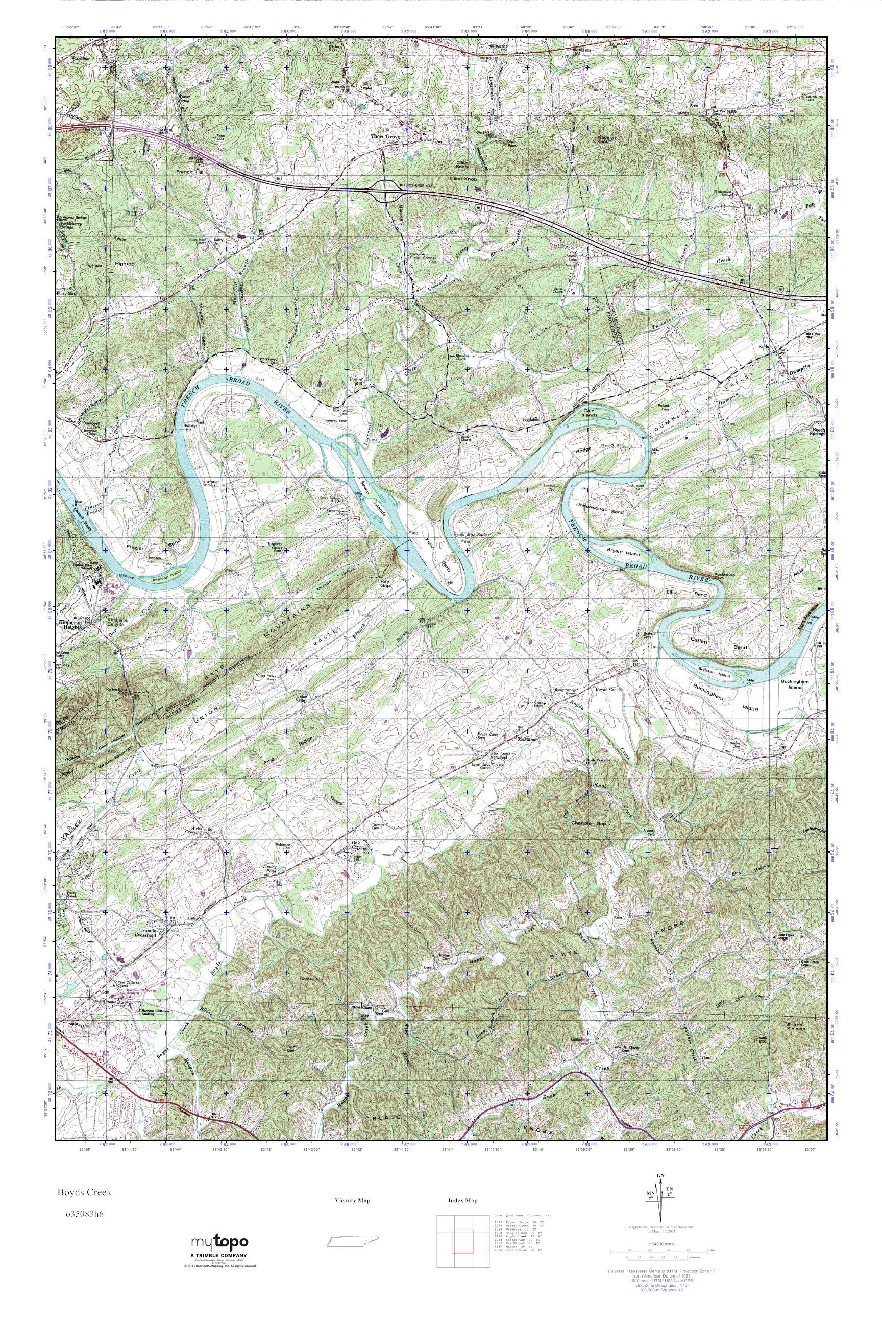 MyTopo Boyds Creek, Tennessee USGS Quad Topo Map