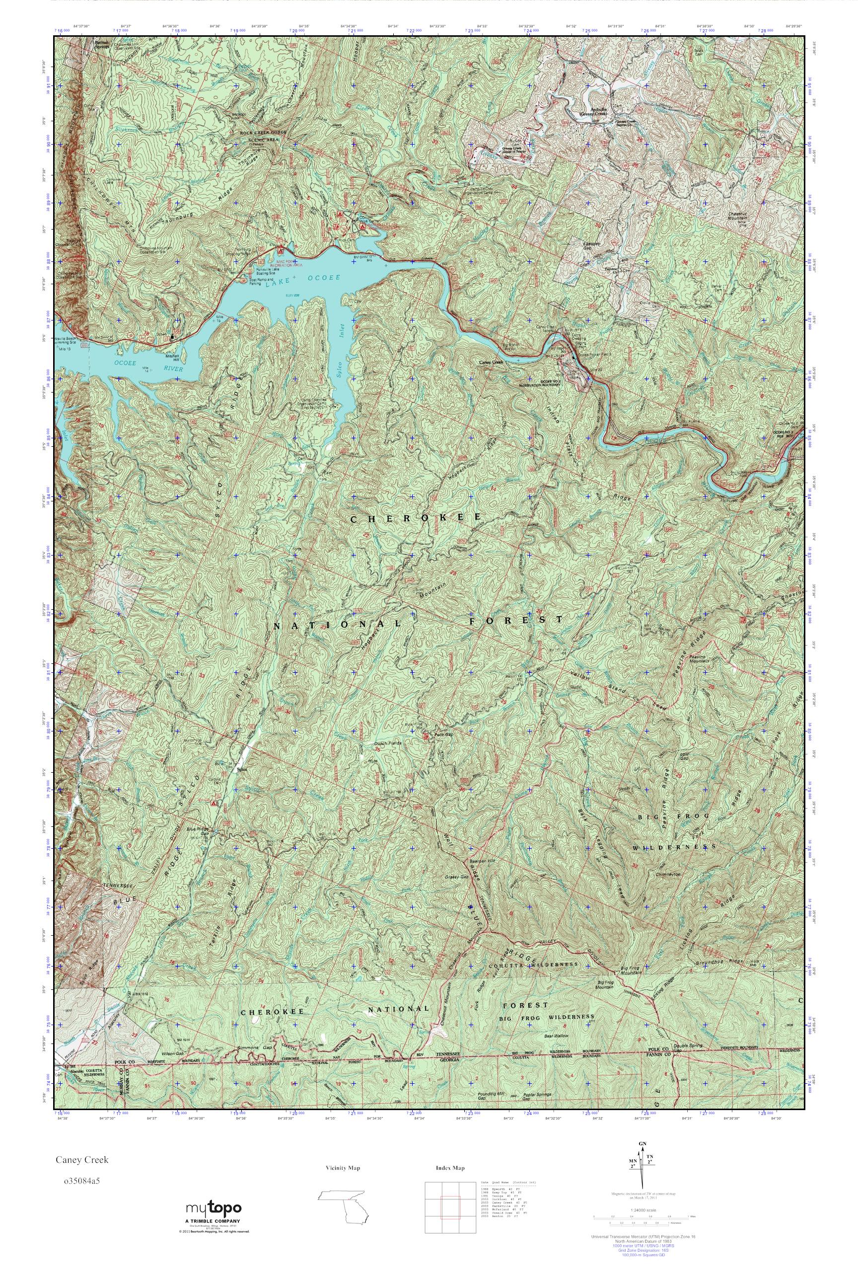 MyTopo Caney Creek, Tennessee USGS Quad Topo Map