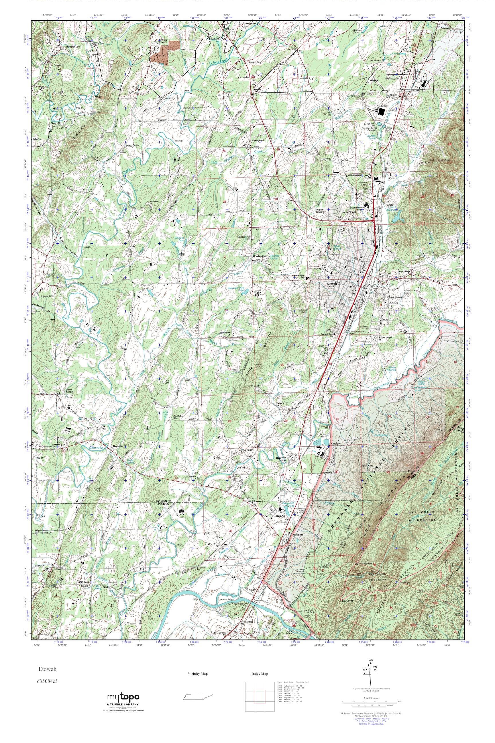 MyTopo Etowah, Tennessee USGS Quad Topo Map