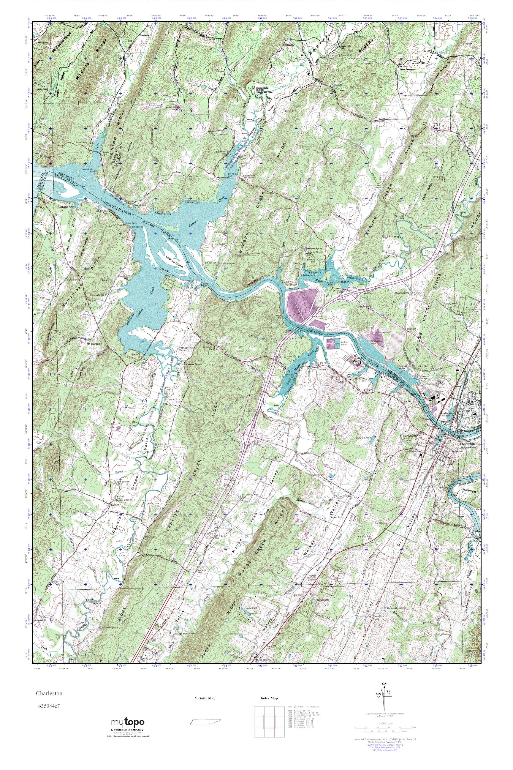MyTopo Charleston, Tennessee USGS Quad Topo Map