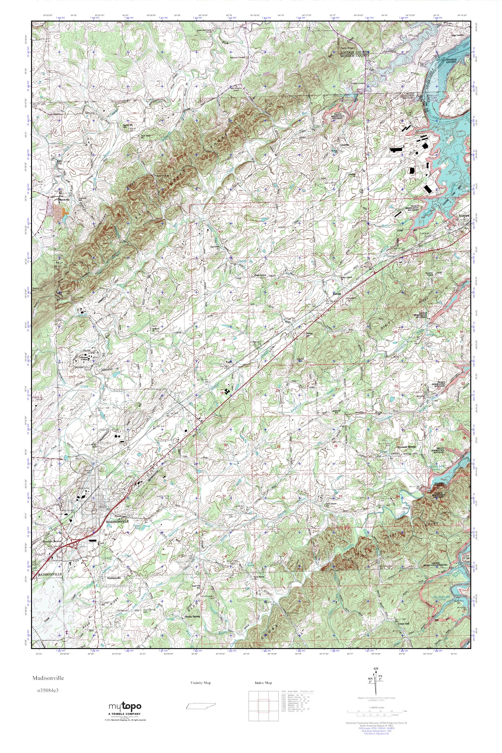 MyTopo Madisonville, Tennessee USGS Quad Topo Map